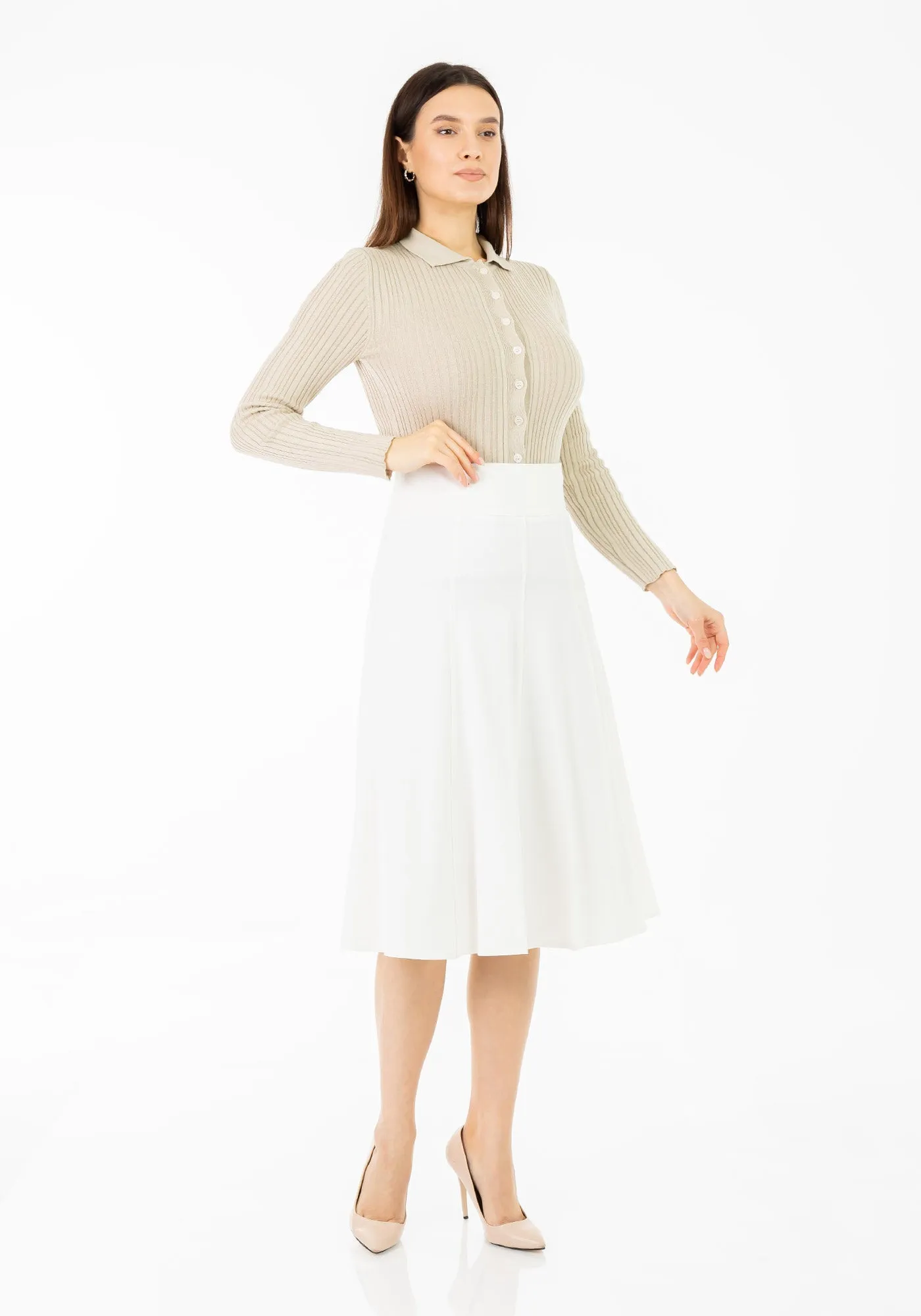 Eight Gore Calf Length Midi Skirt for Every Occasion