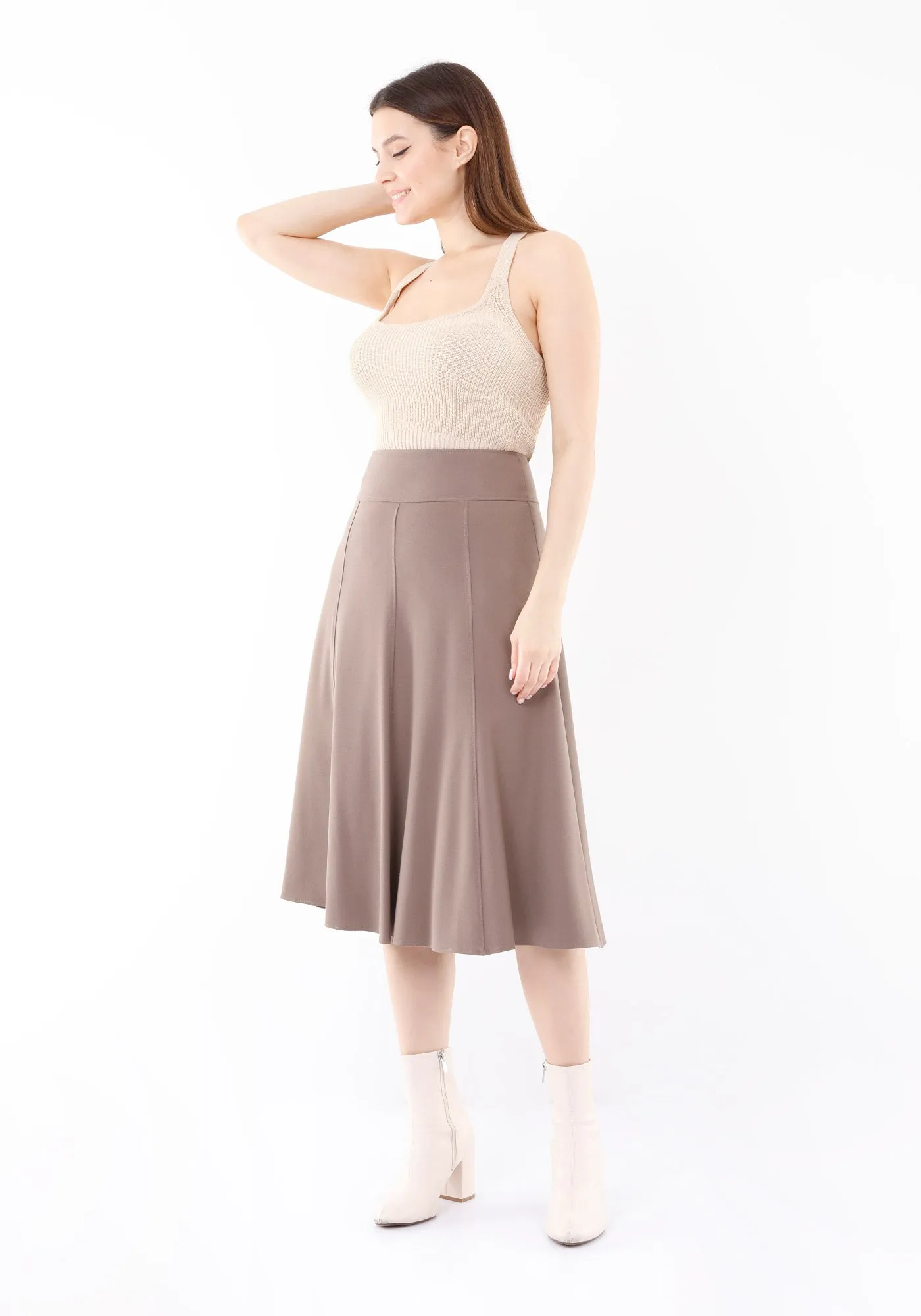 Eight Gore Calf Length Midi Skirt for Every Occasion