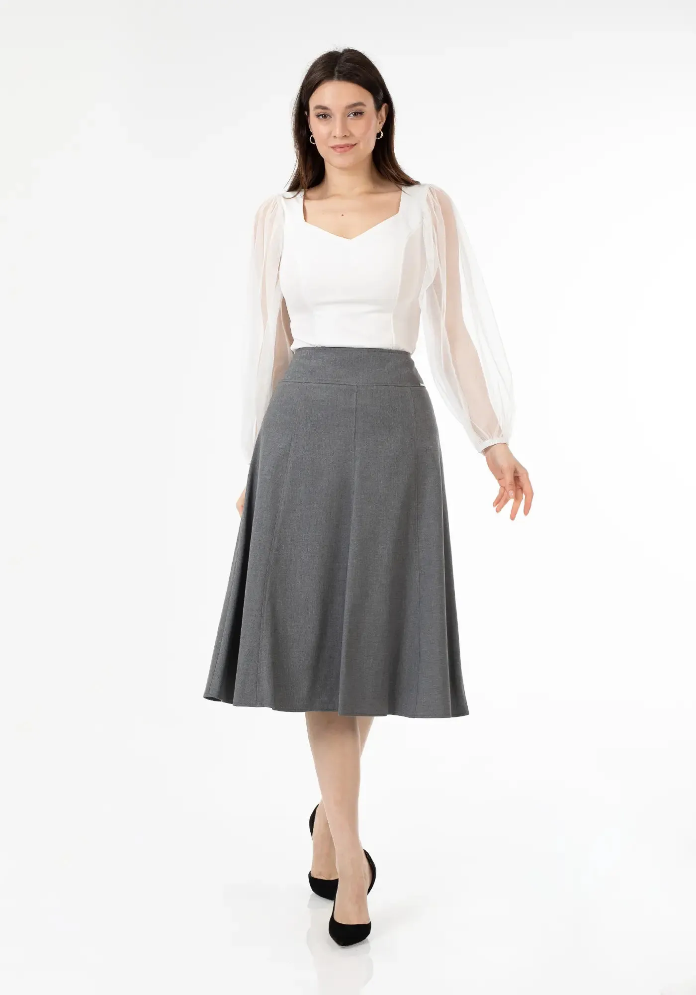 Eight Gore Calf Length Midi Skirt for Every Occasion