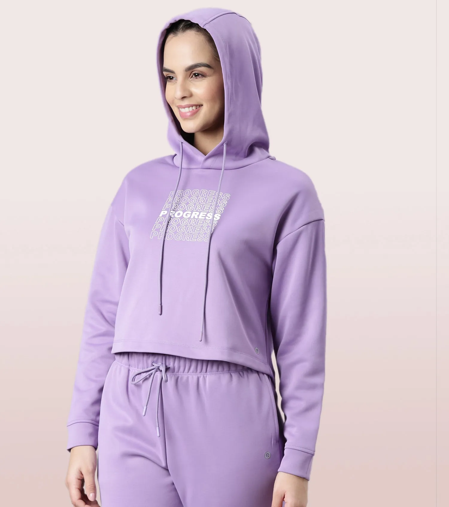 Enamor Hooded Fleece Sweatshirt | Relaxed Fit Crop Length Sweatshirt For Women | A905