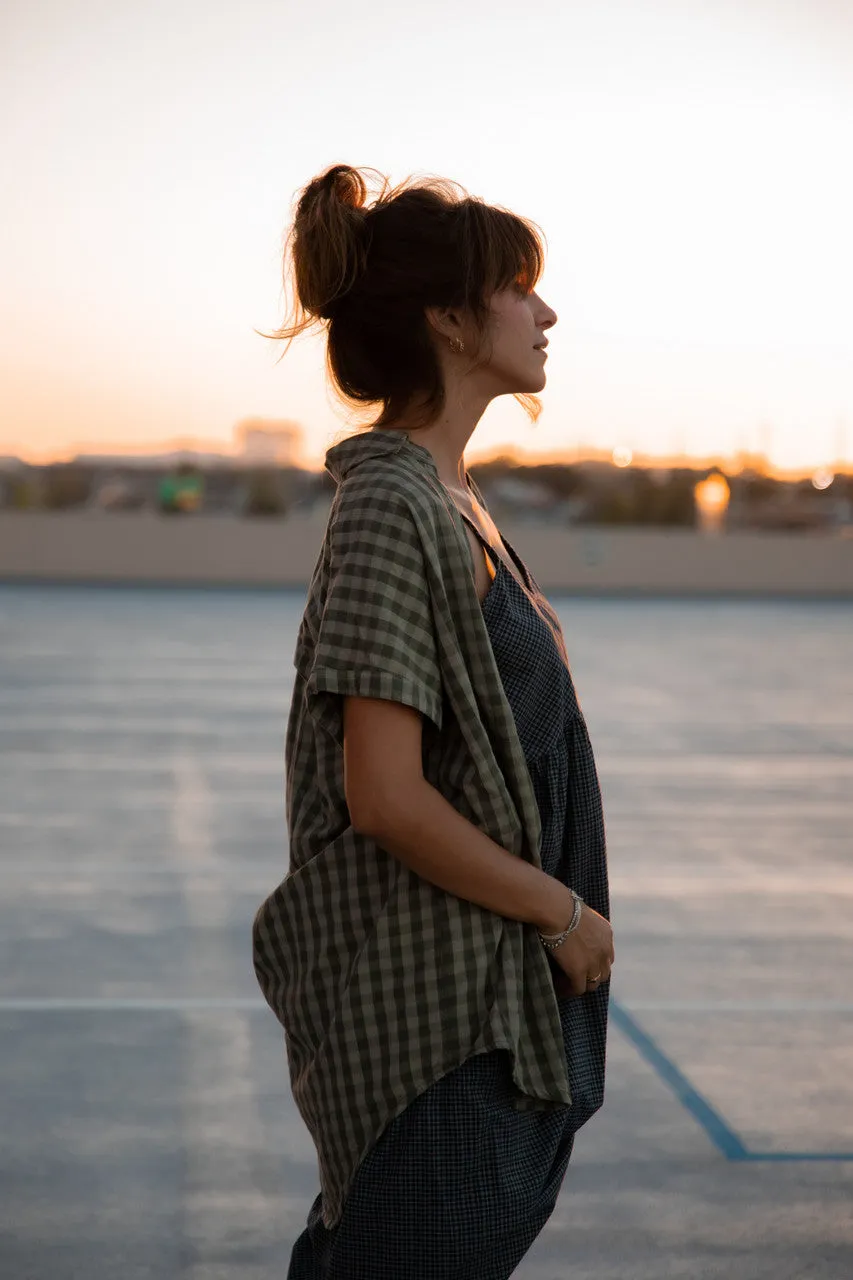 Faro Dress in Recycled Navy Plaid