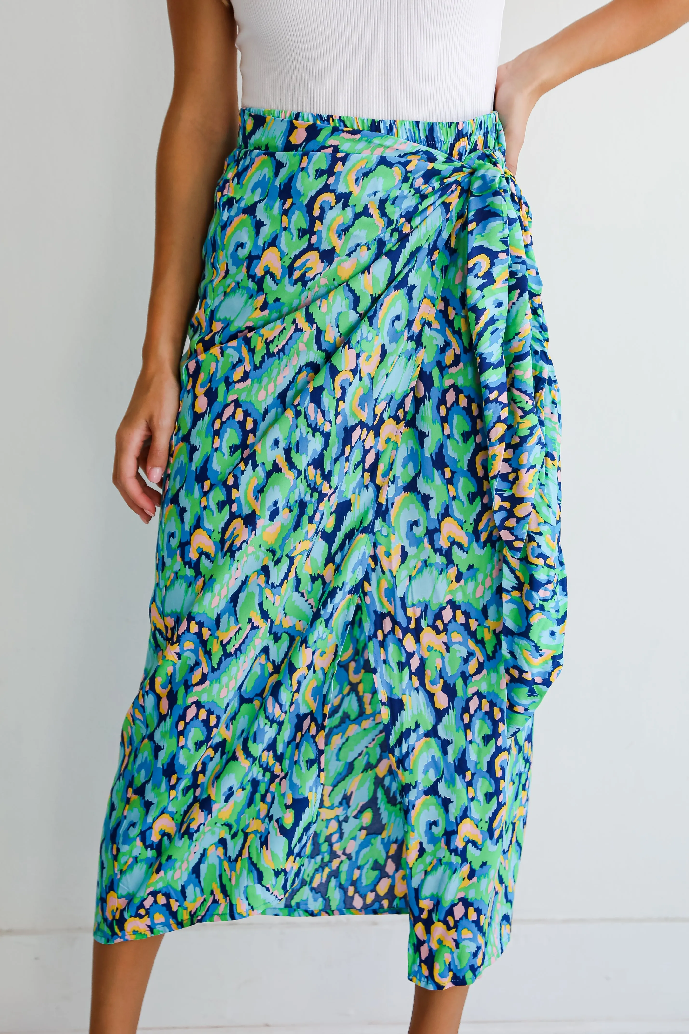 FINAL SALE - Magnificent Poise Blue Wrap Midi Skirt