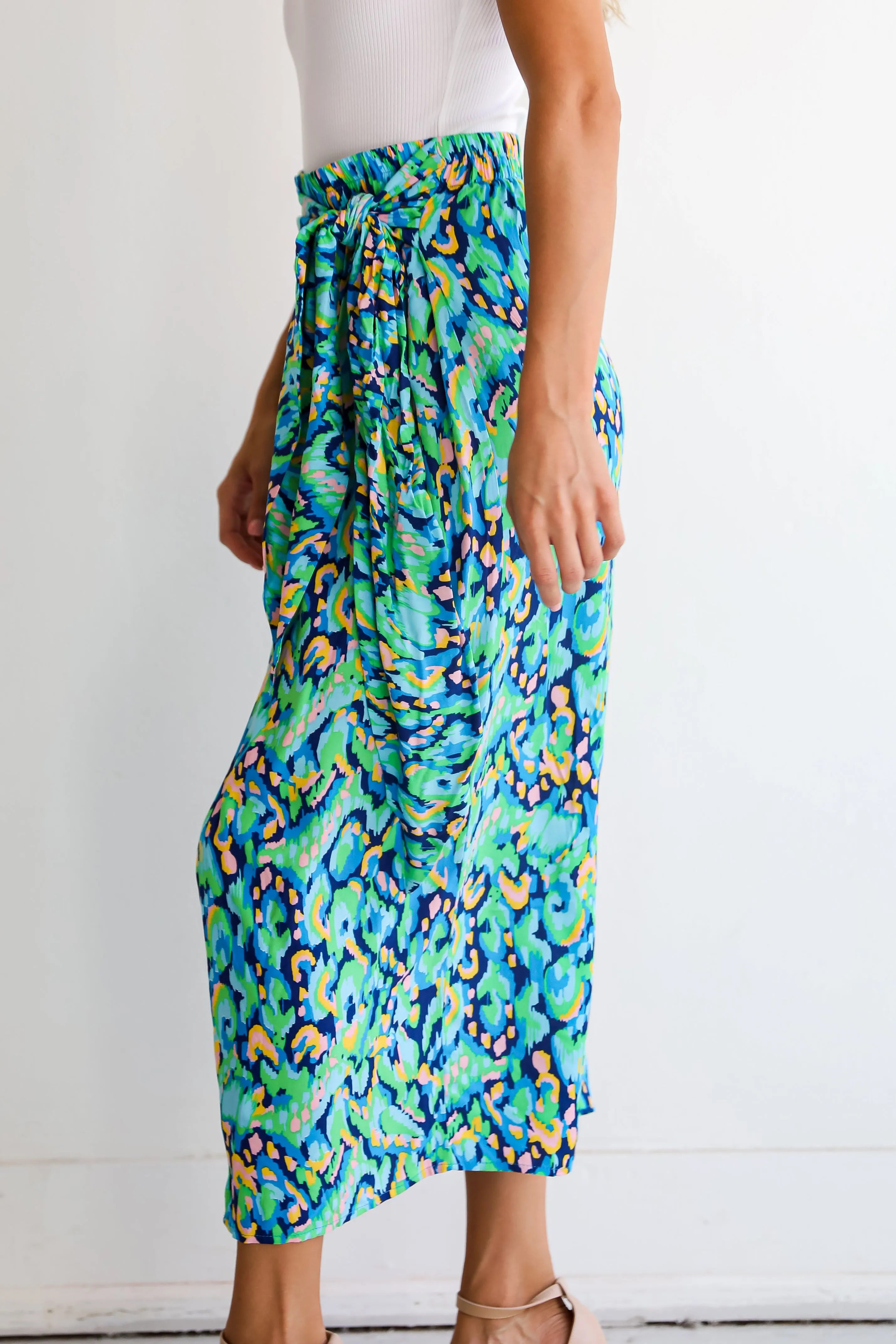 FINAL SALE - Magnificent Poise Blue Wrap Midi Skirt