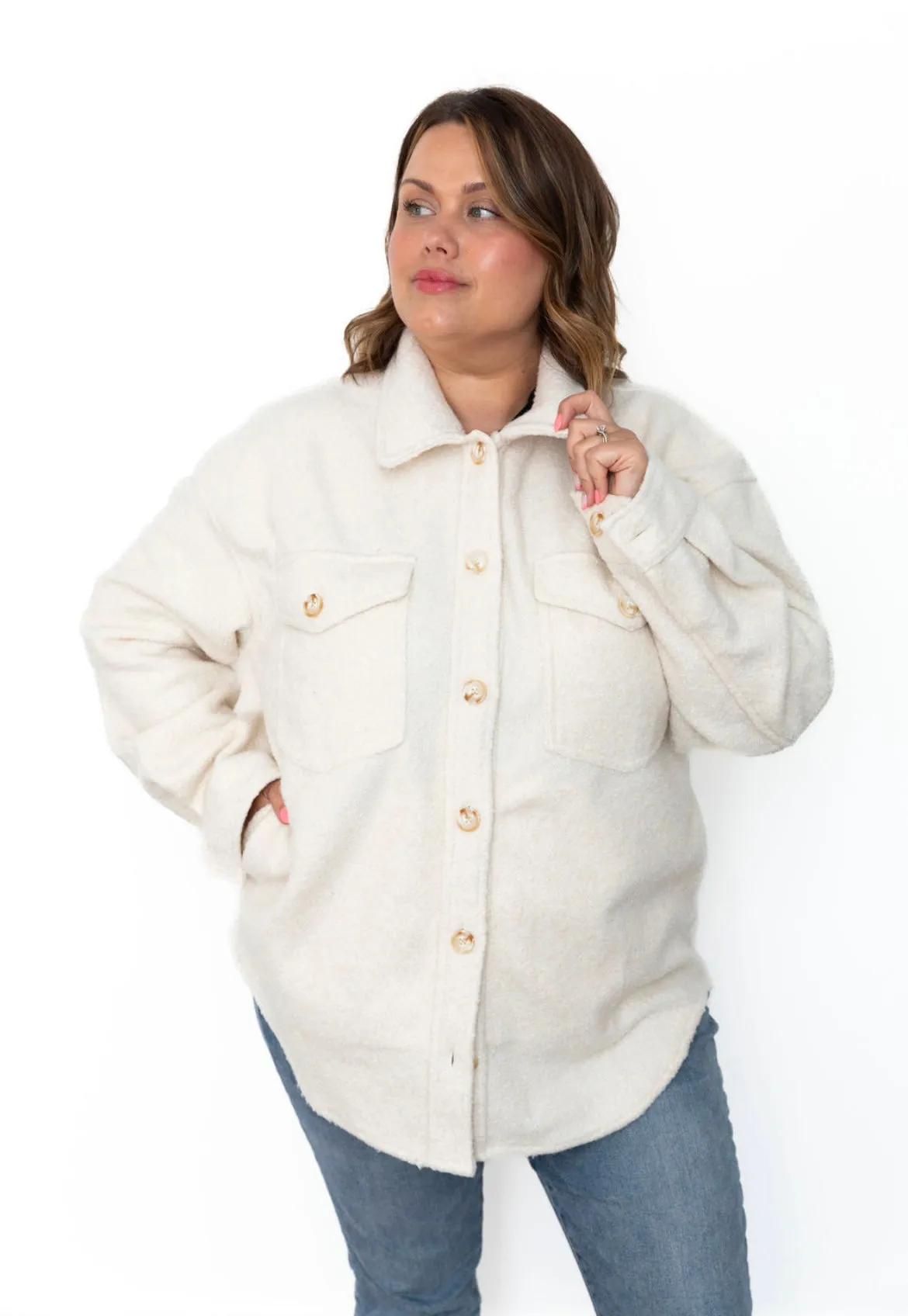 Fleece Shacket - Cream