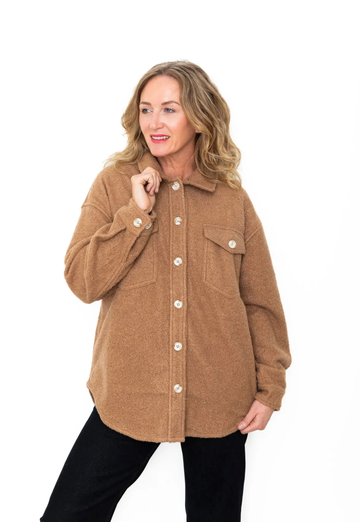 Fleece Shacket - Mocha