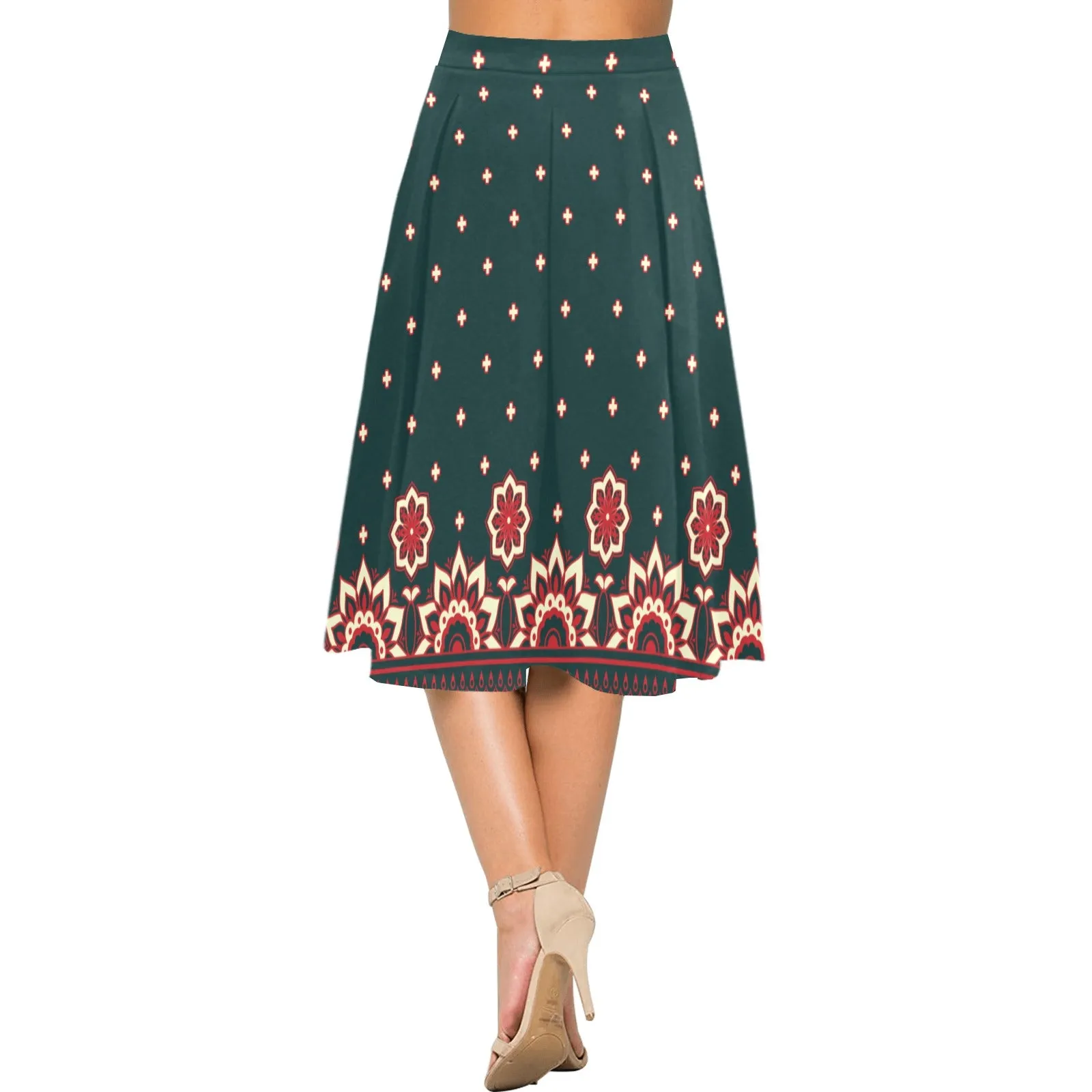 Floral Arabesque Mnemosyne Women's Crepe Skirt (Model D16)