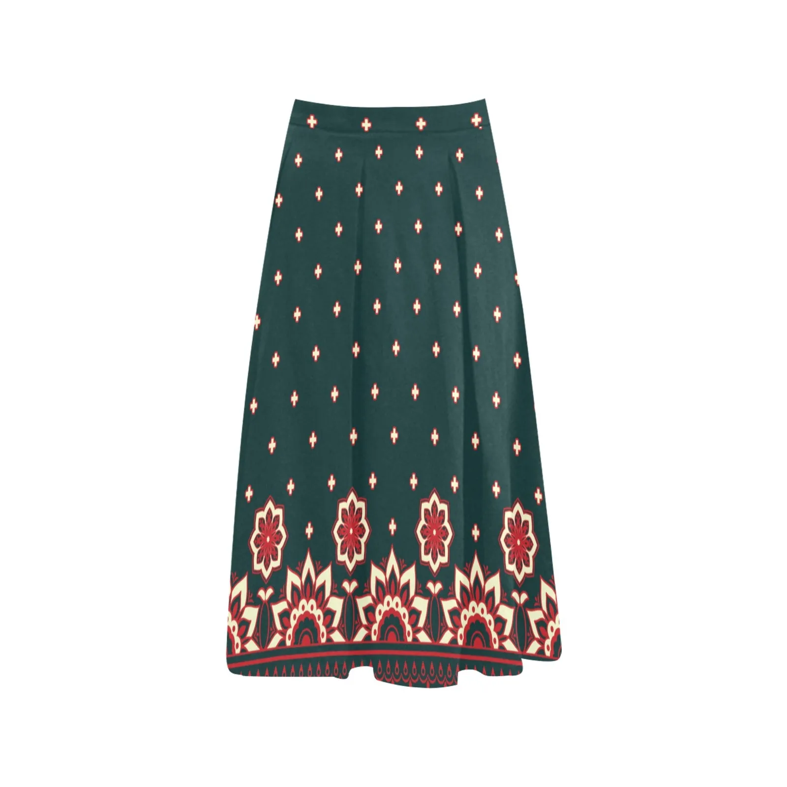 Floral Arabesque Mnemosyne Women's Crepe Skirt (Model D16)