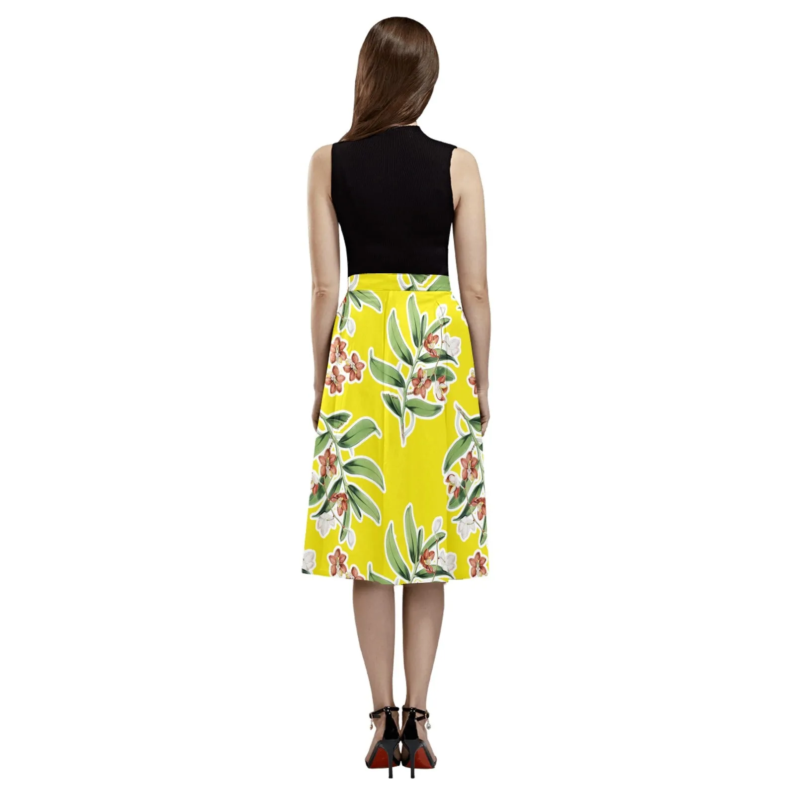 Floral Mnemosyne Women's Crepe Skirt (Model D16)