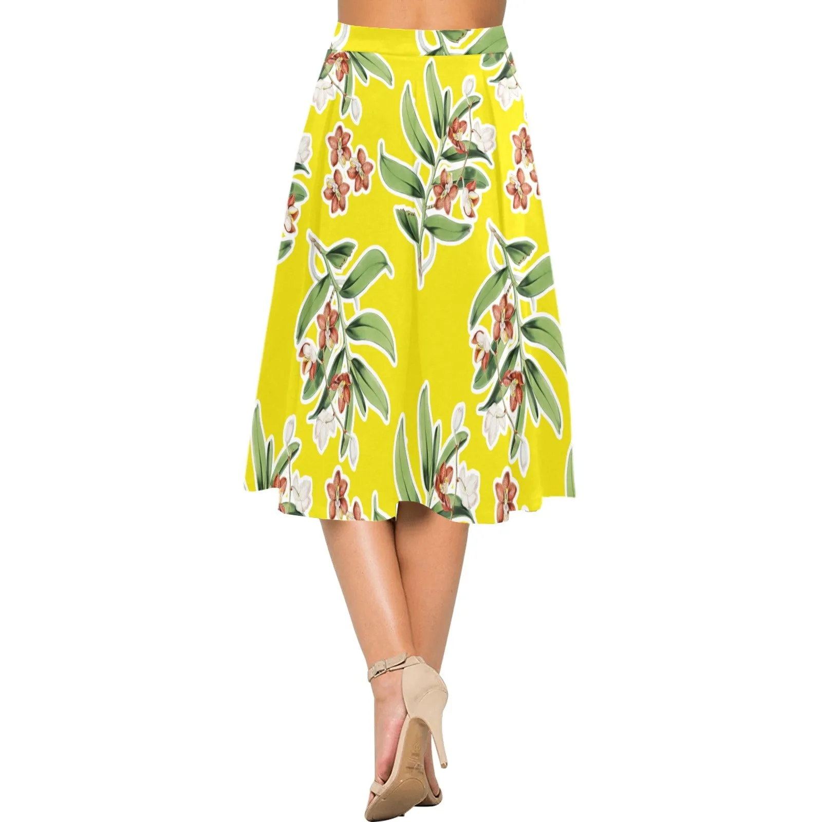 Floral Mnemosyne Women's Crepe Skirt (Model D16)