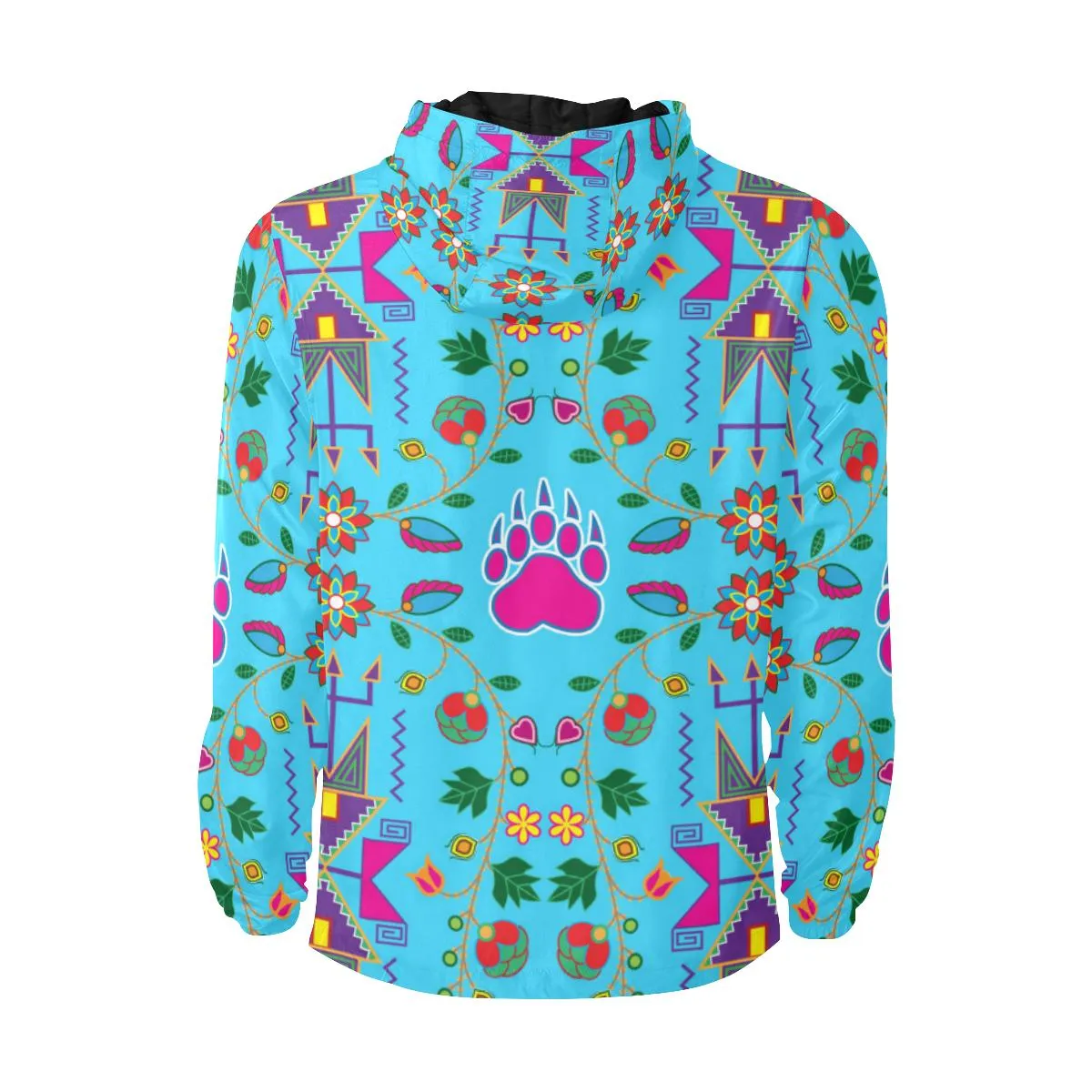 Geometric Floral Fall - Sky Blue Unisex Quilted Coat