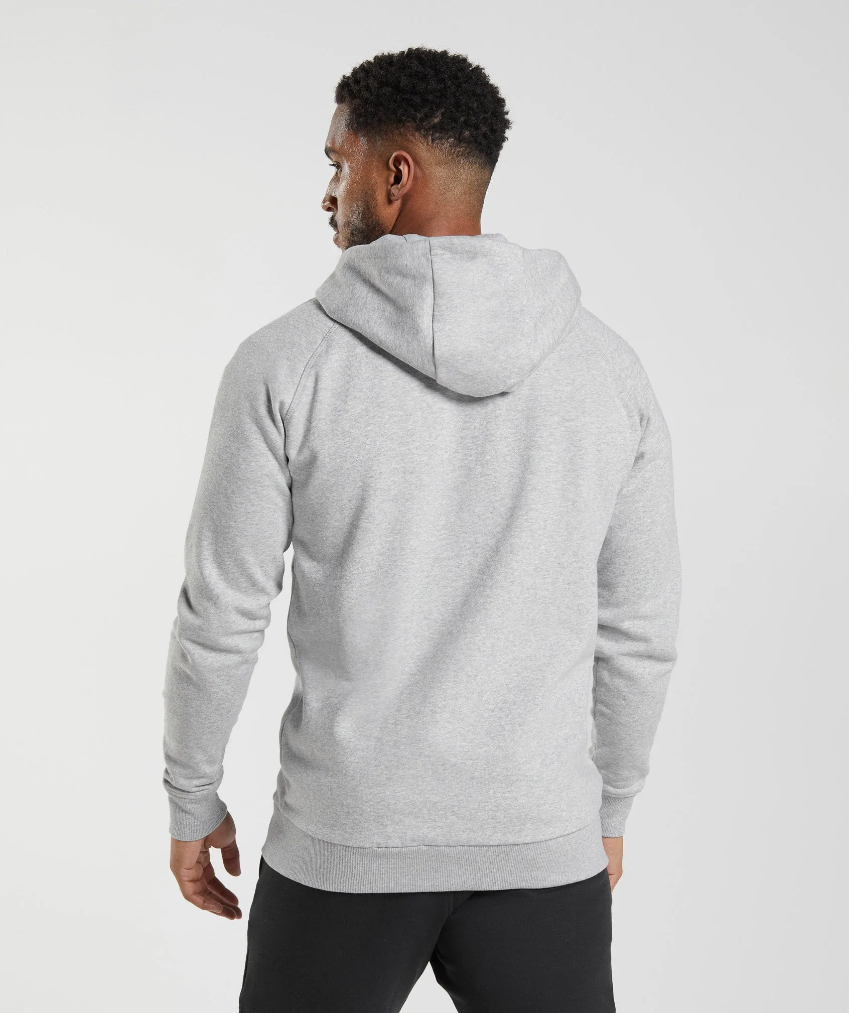 Gymshark Crest Zip Up Hoodie - Light Grey Marl