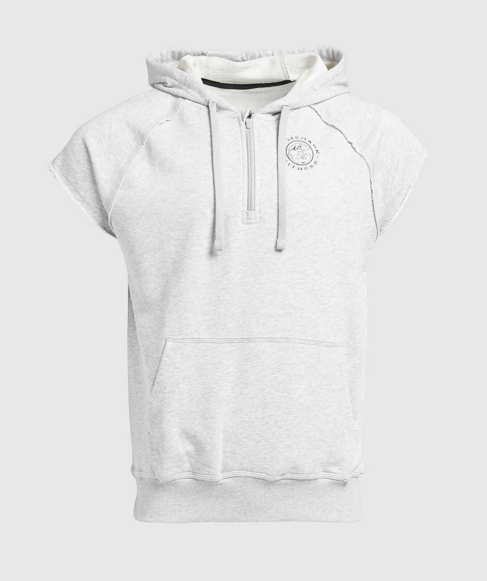 Gymshark Legacy 1/4 Zip Cap Sleeve Hoodie - Light Grey Core Marl