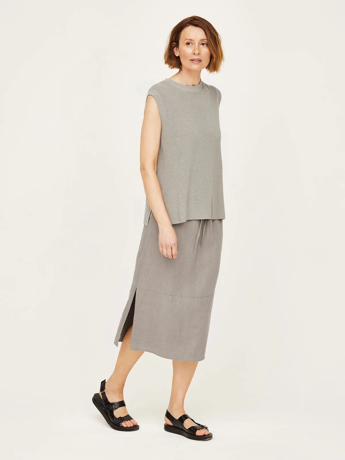 Hadley Hemp Tie Front Midi Skirt