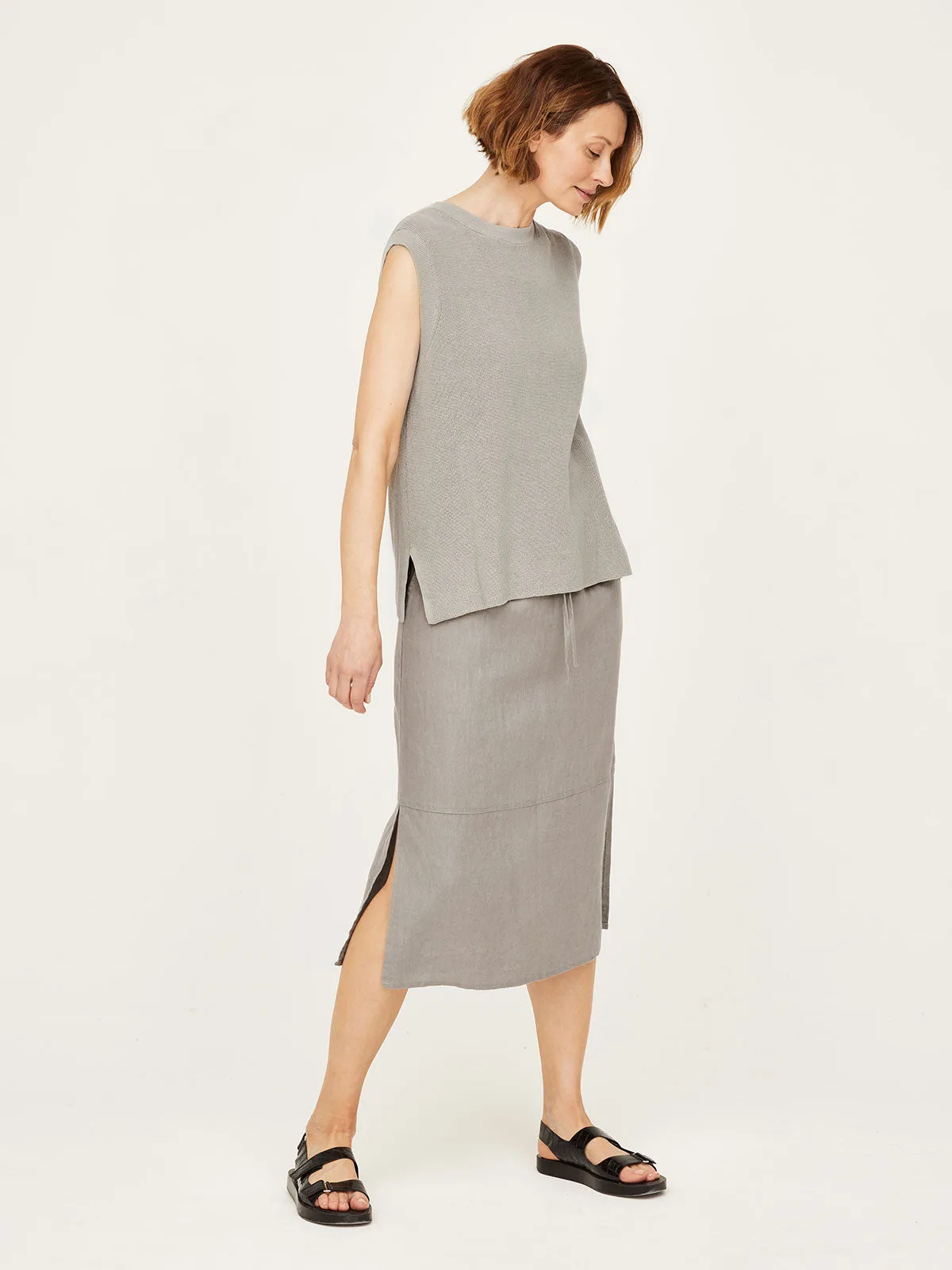 Hadley Hemp Tie Front Midi Skirt