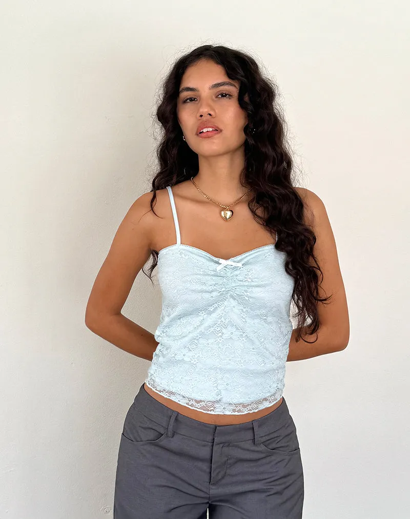 Hali Cami Top in Ice Blue Orchid Lace