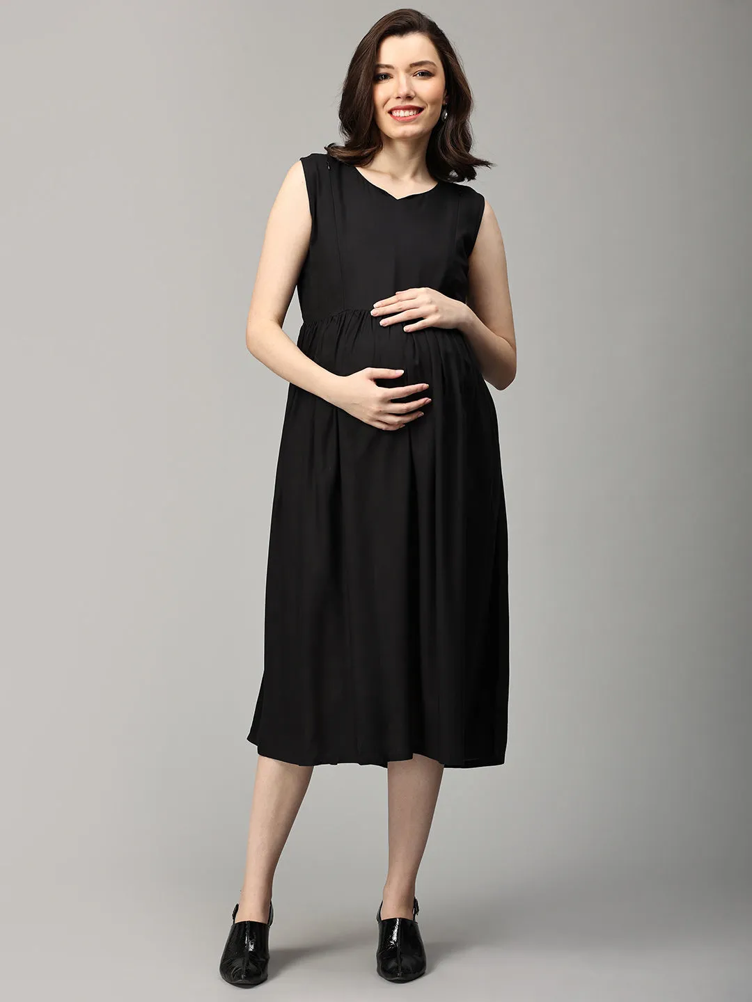 Hazelnut Harmony Maternity and Nursing Shacket Dress Set