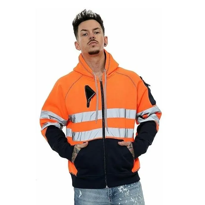 HUBIBUBI Mens Hi Viz Body Warmer High Visibility Gilet Jacket | Hi Viz Fleece Lined Waterproof Workwear Security Safety Wear Reflective Tape Gilet Waistcoat Phone & ID Pockets Vest Top S-3XL