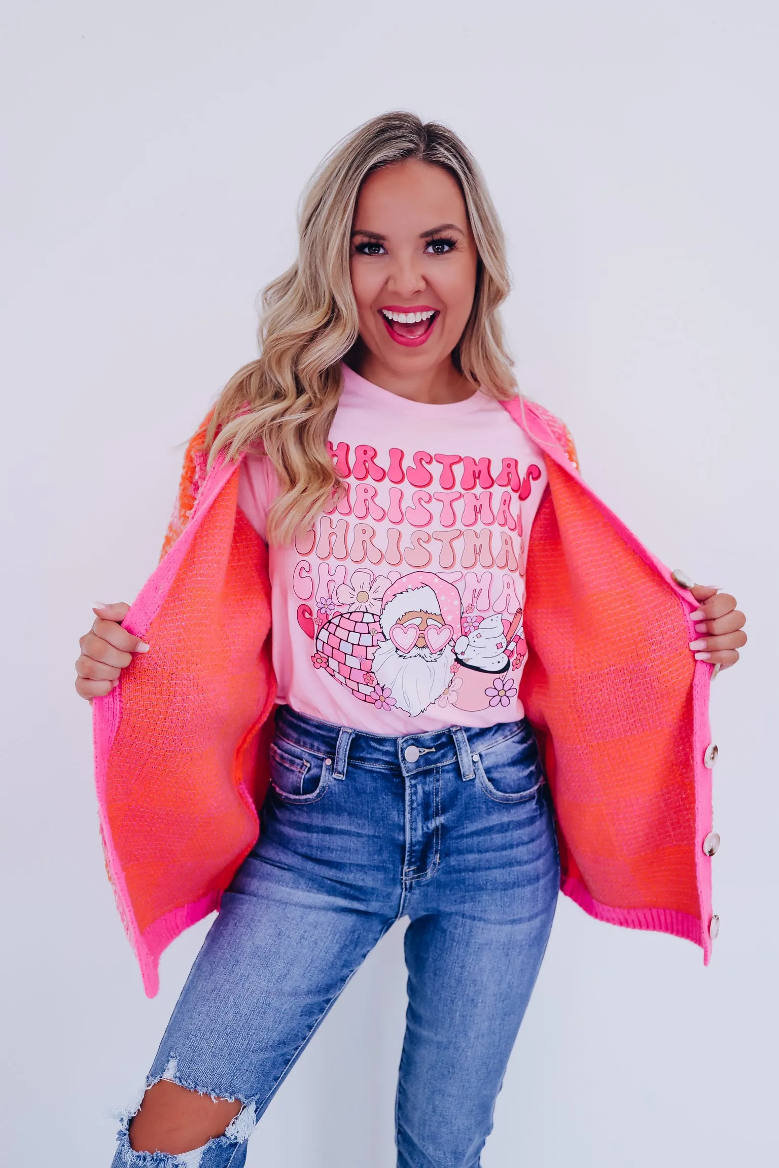 I Heart Christmas Graphic Tee - Pink