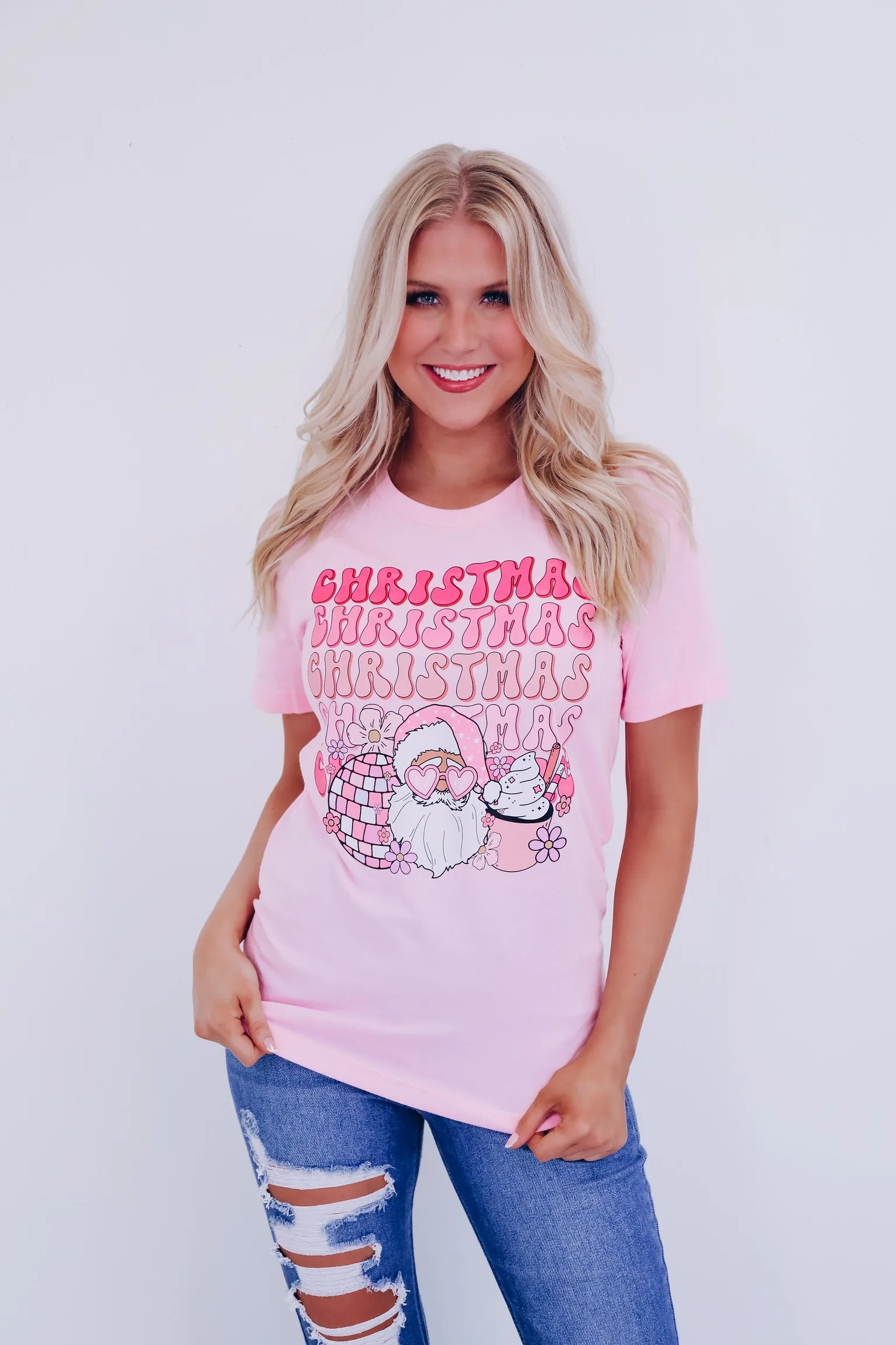 I Heart Christmas Graphic Tee - Pink