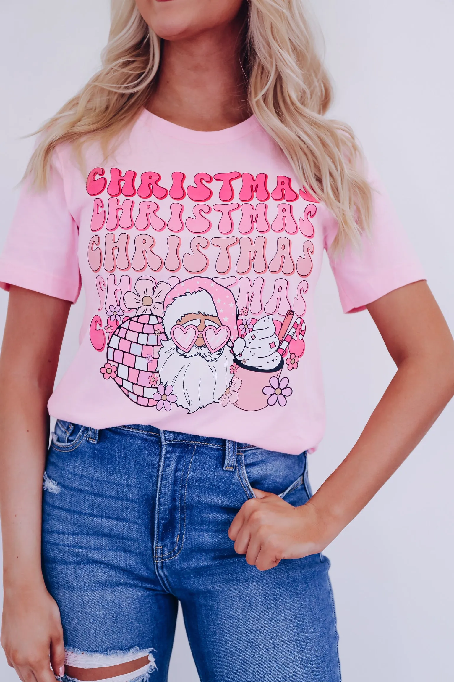 I Heart Christmas Graphic Tee - Pink