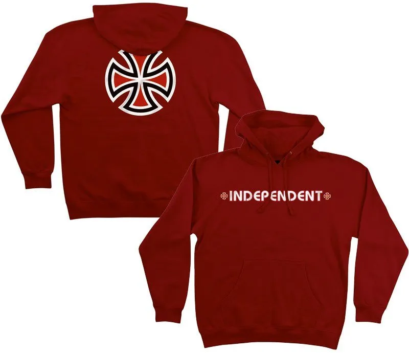 INDEPENDENT HOODIE BAR/CROSS MAROON