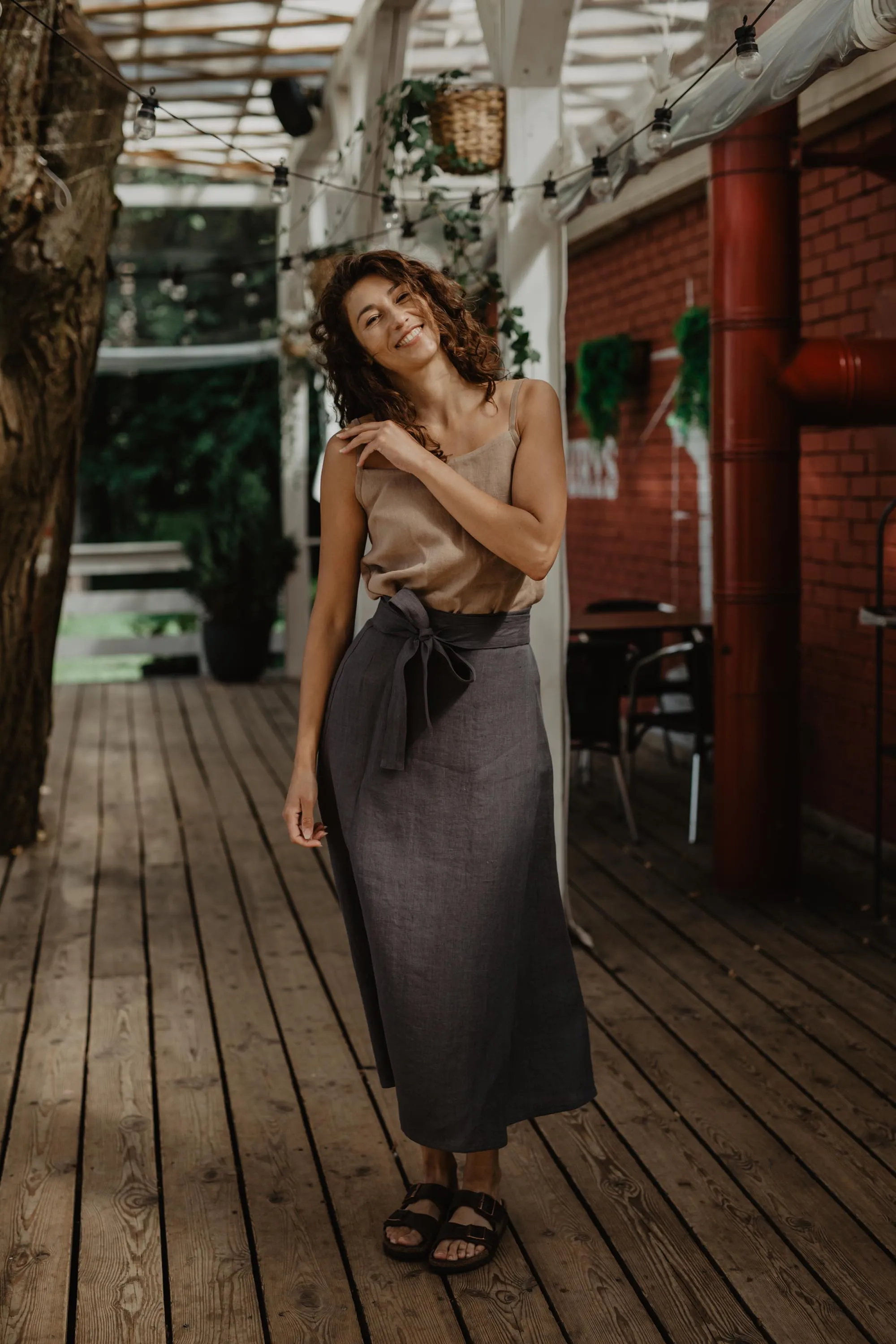 Iris Linen Wrap Skirt