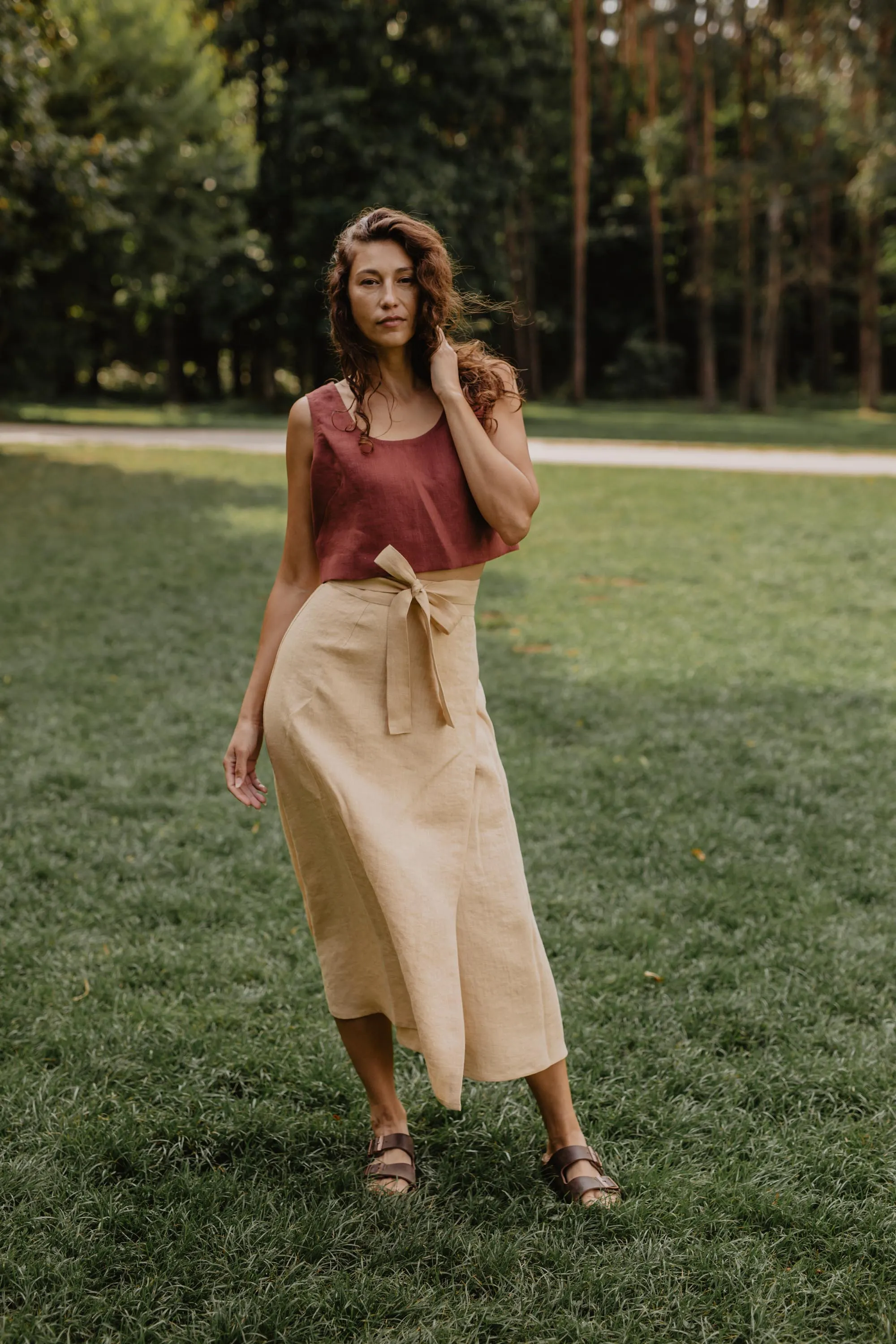 Iris Linen Wrap Skirt