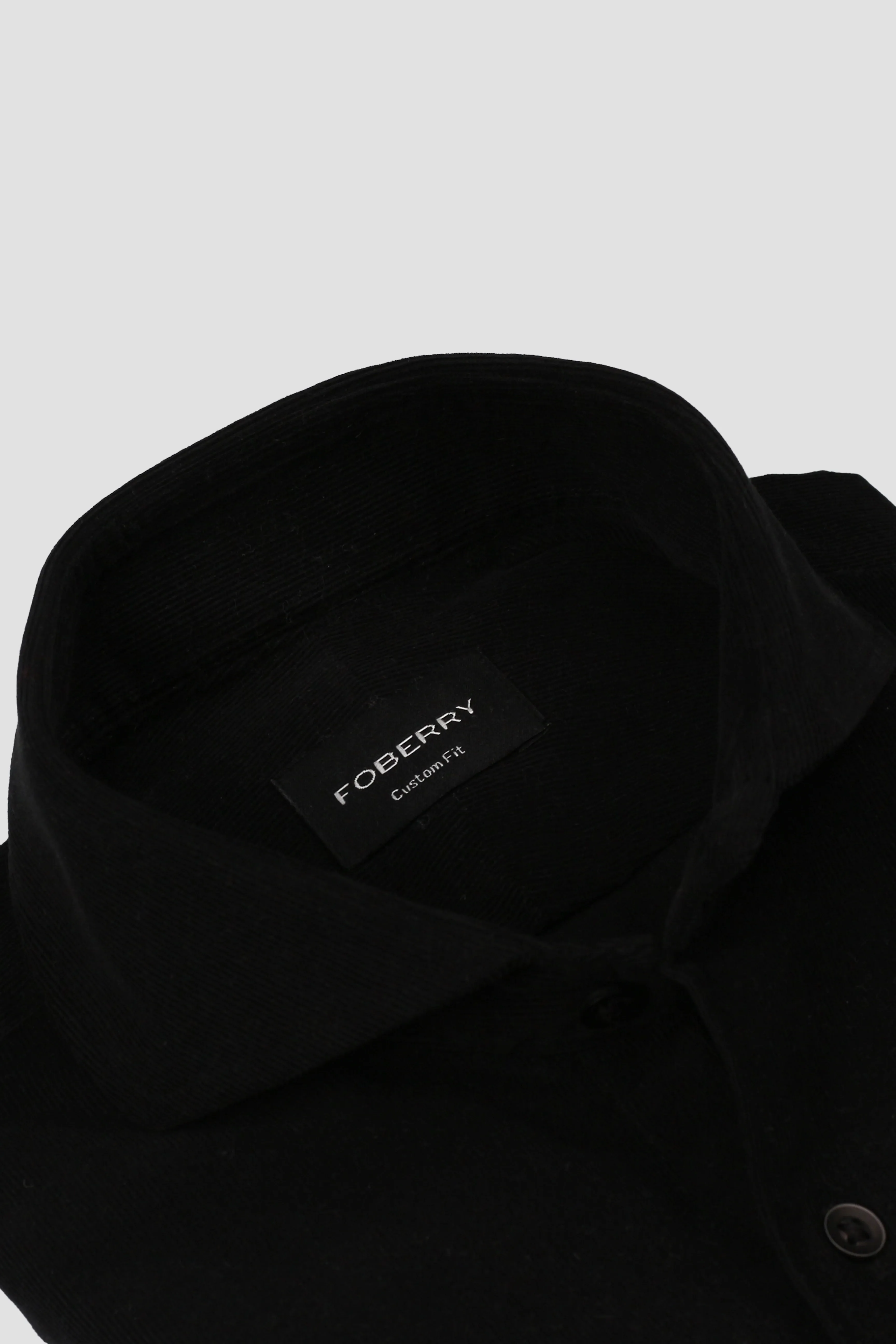 Jet Black Corduroy Shirt - Cut Away Extreme Collar