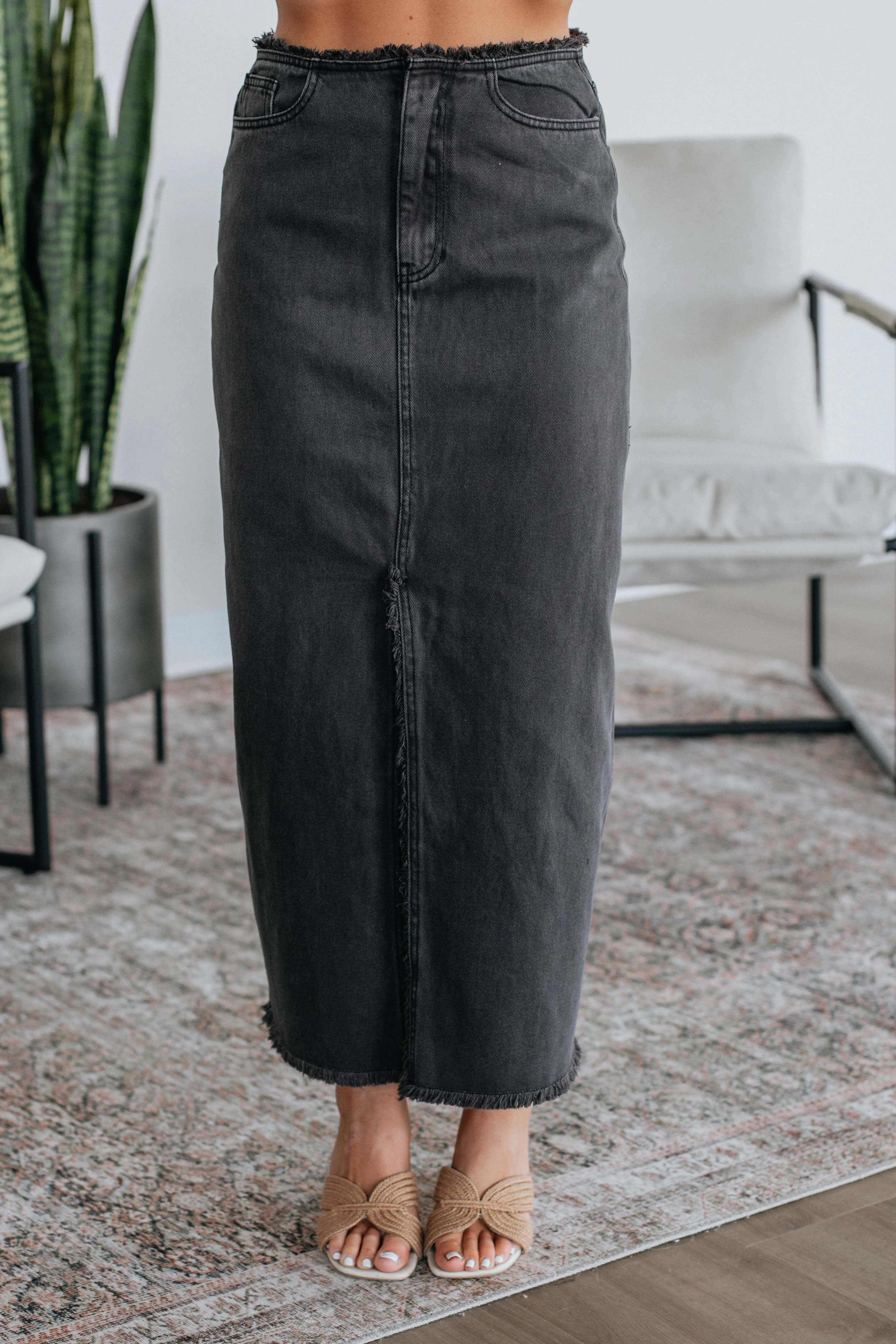 Joy Denim Skirt - Charcoal