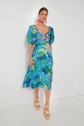 Jungle Panther Green Midi Dress