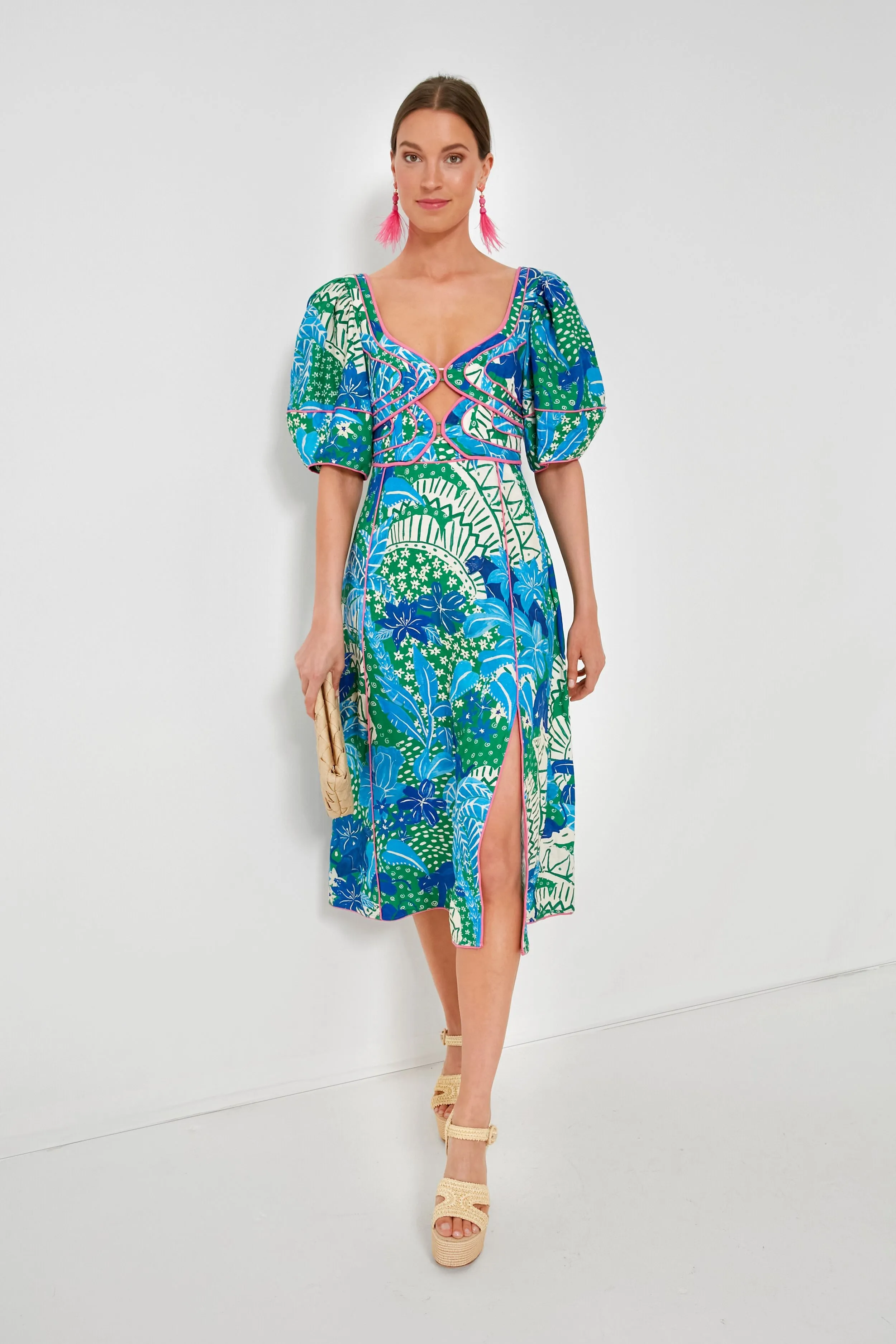 Jungle Panther Green Midi Dress