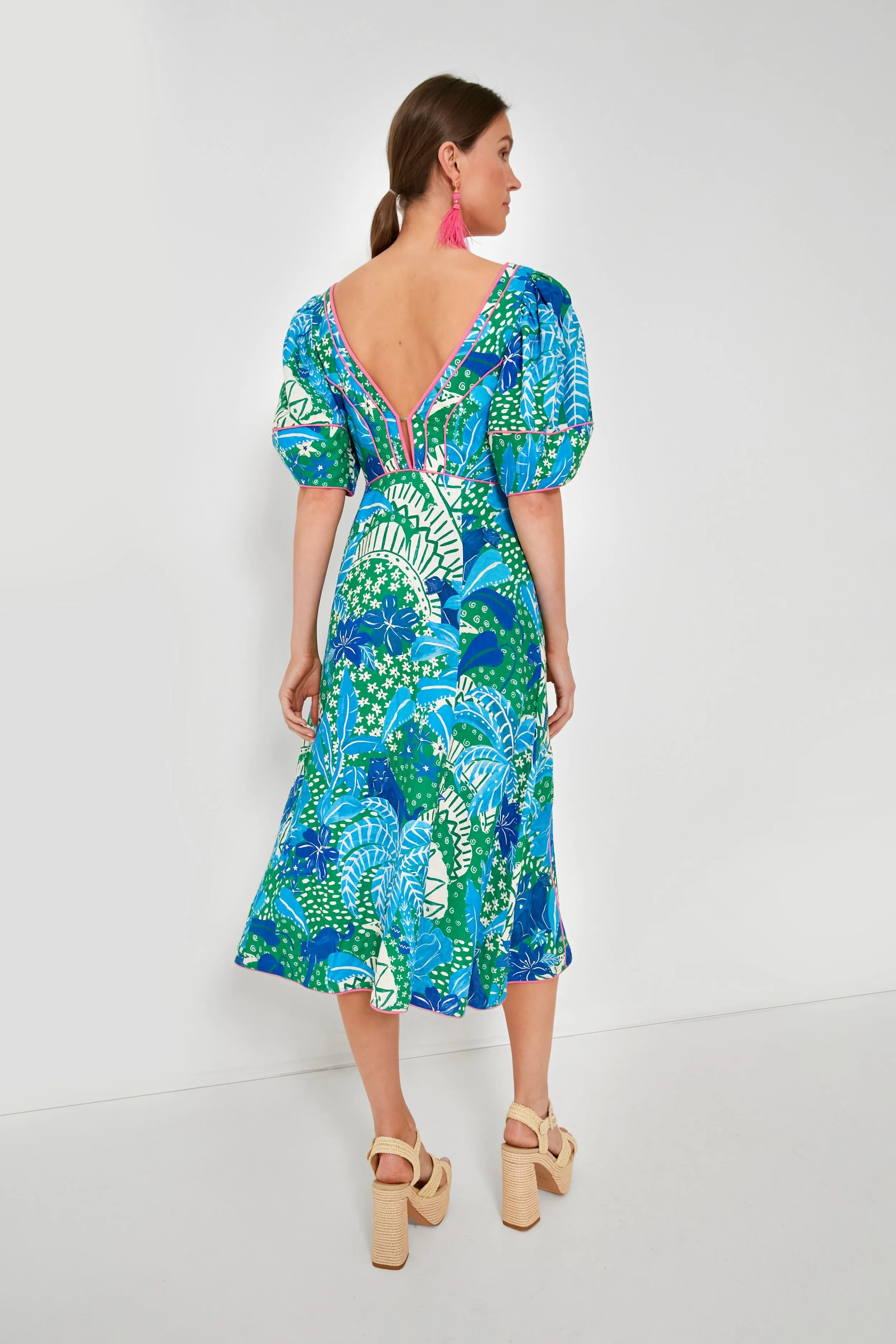 Jungle Panther Green Midi Dress