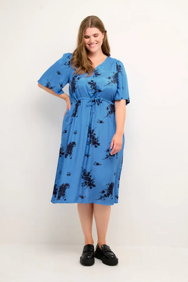 Kaffe Curve Ganja Dress in Blue