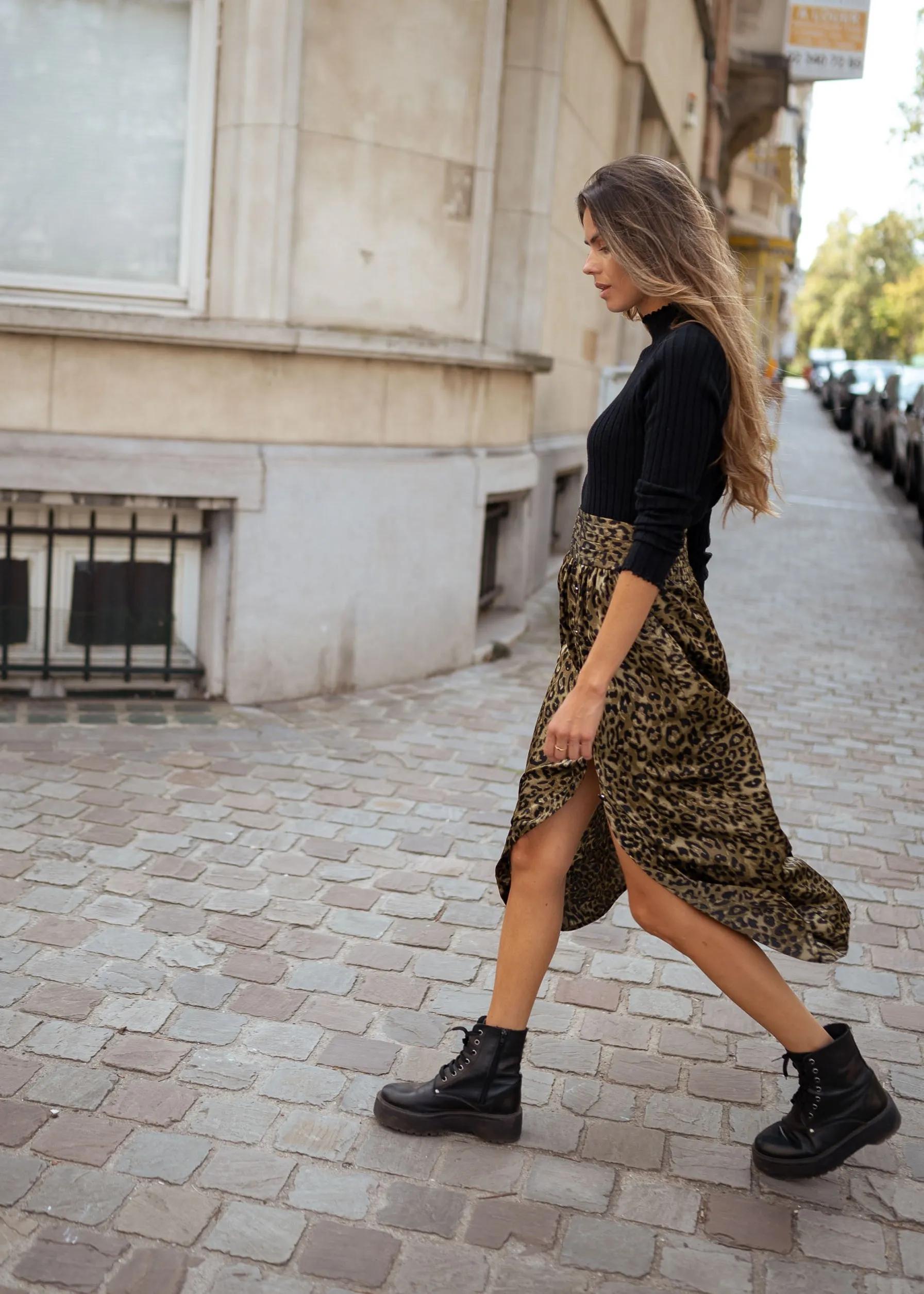 Khaki Leopard Print Rosalie Skirt