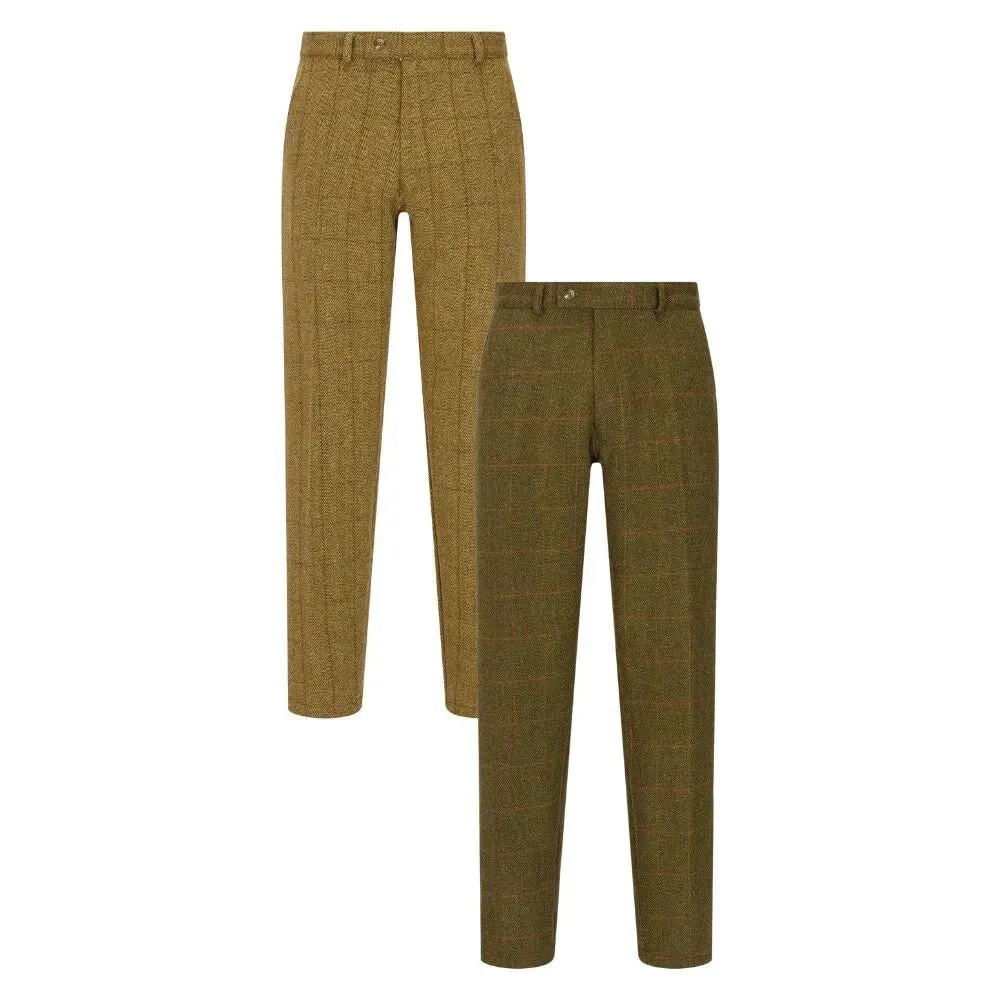 Leighton Men’s Derby Tweed Suit Trousers, lys salvie