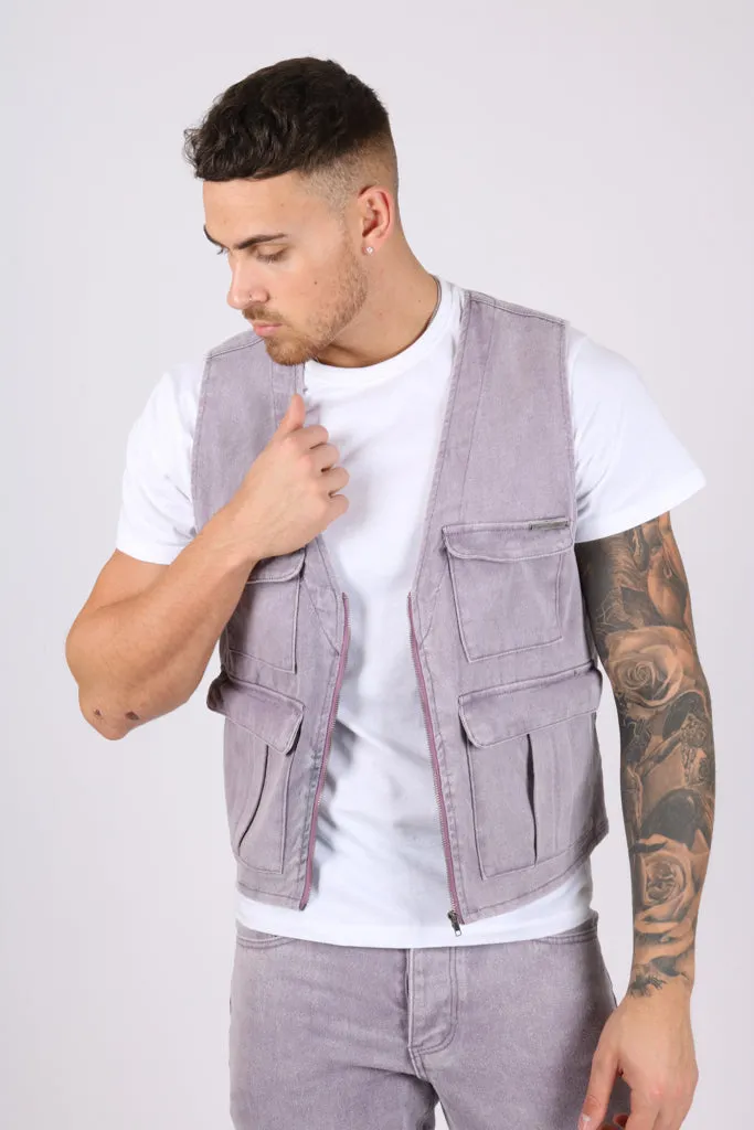 Lilac Denim Gilet Vest