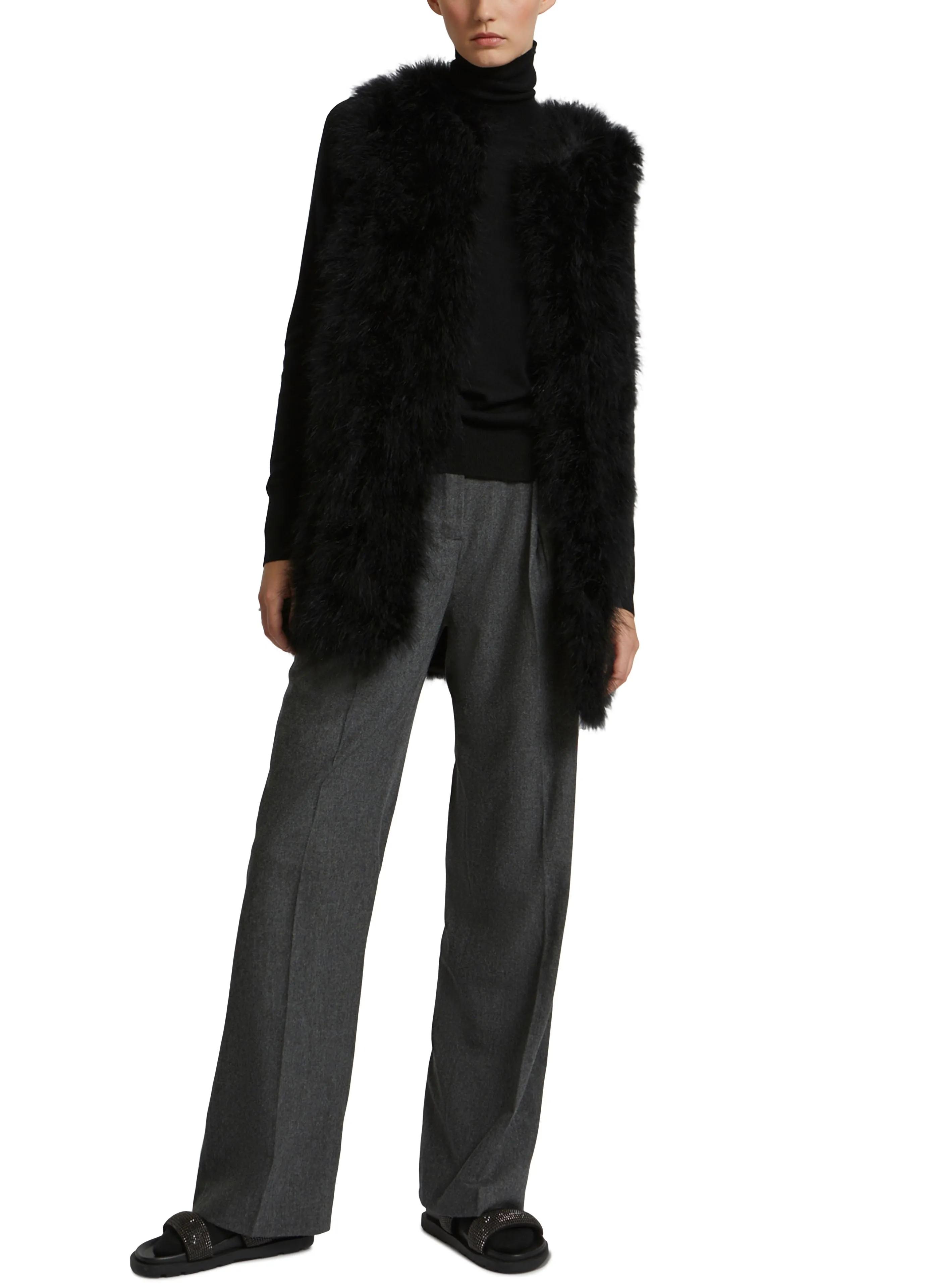 Long feather gilet