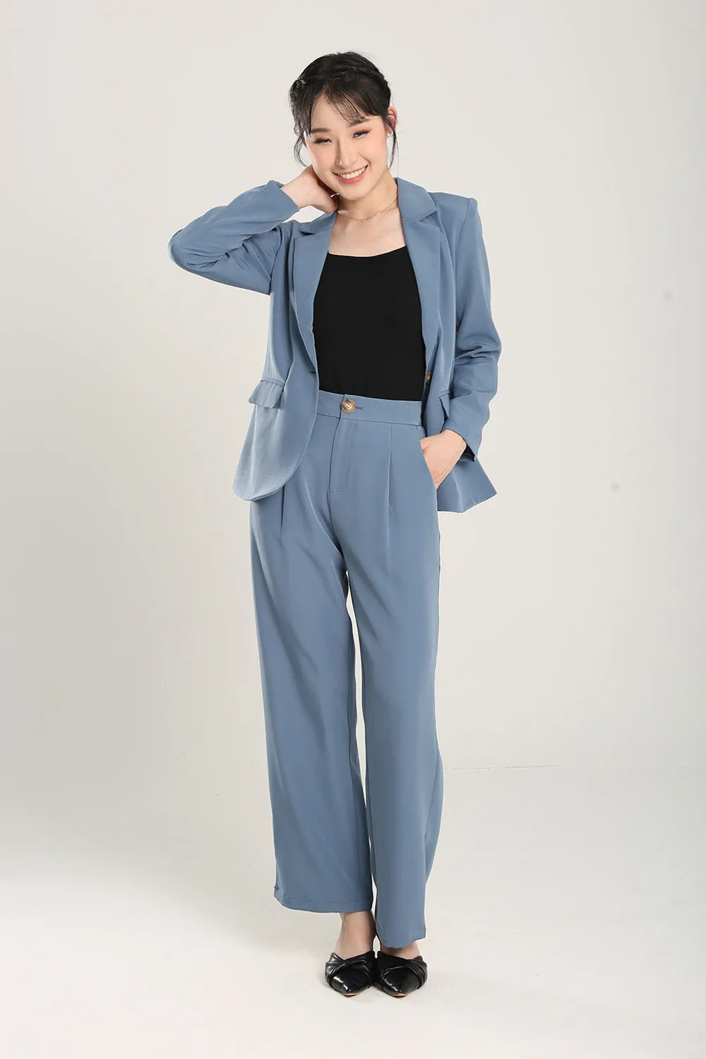 Lorette Tailored Blazer in Muted Blue