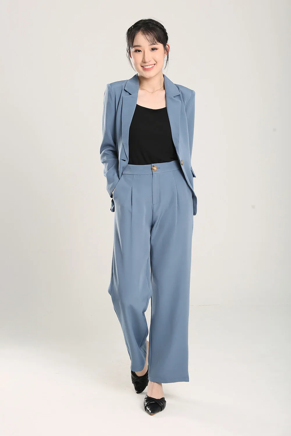 Lorette Tailored Blazer in Muted Blue