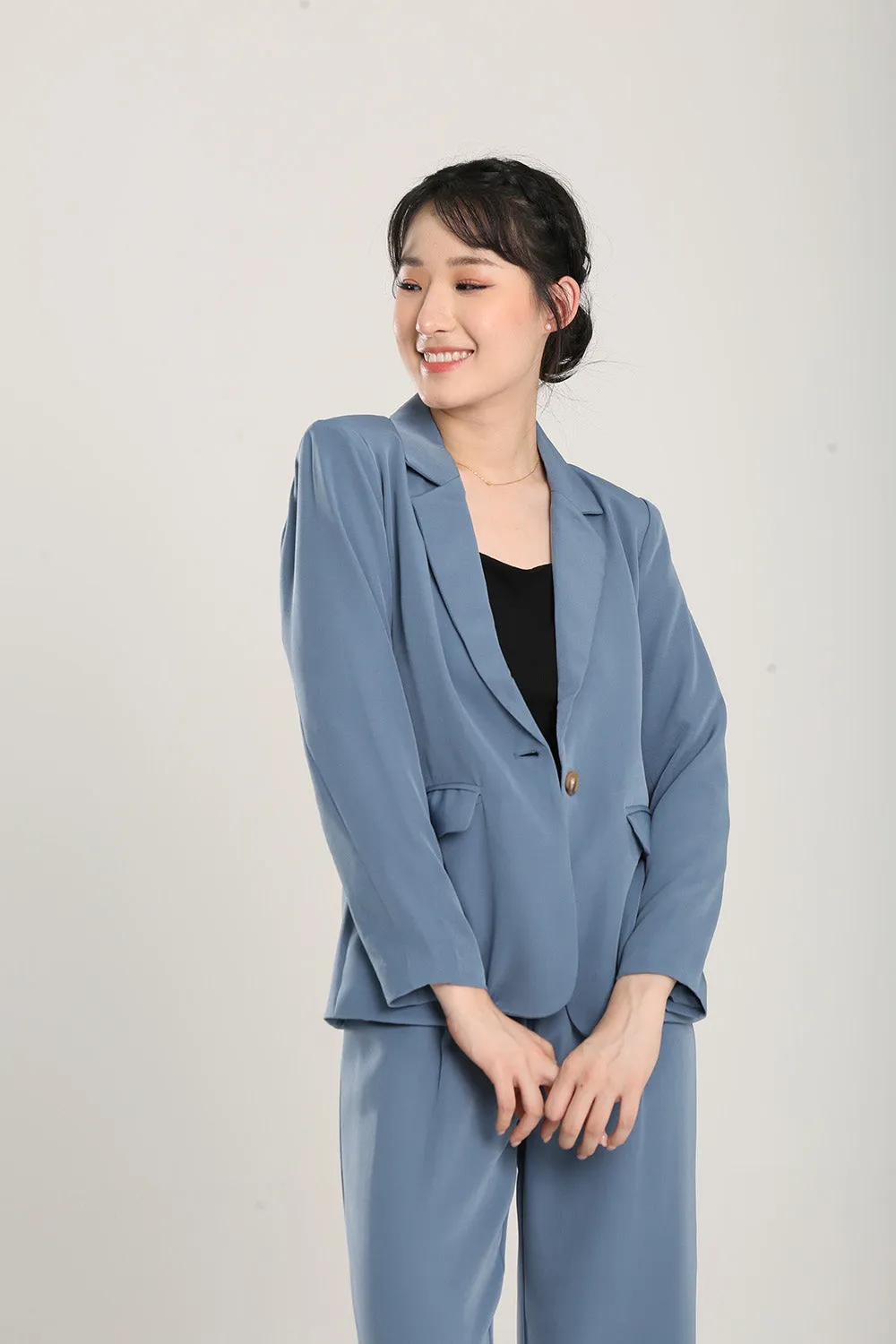 Lorette Tailored Blazer in Muted Blue