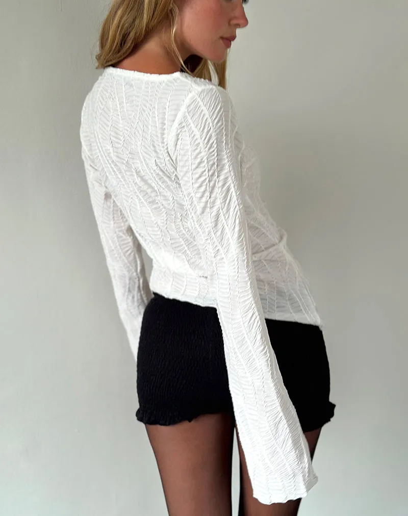 Lucca Ripple Top Jacquard White