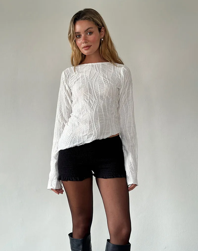 Lucca Ripple Top Jacquard White