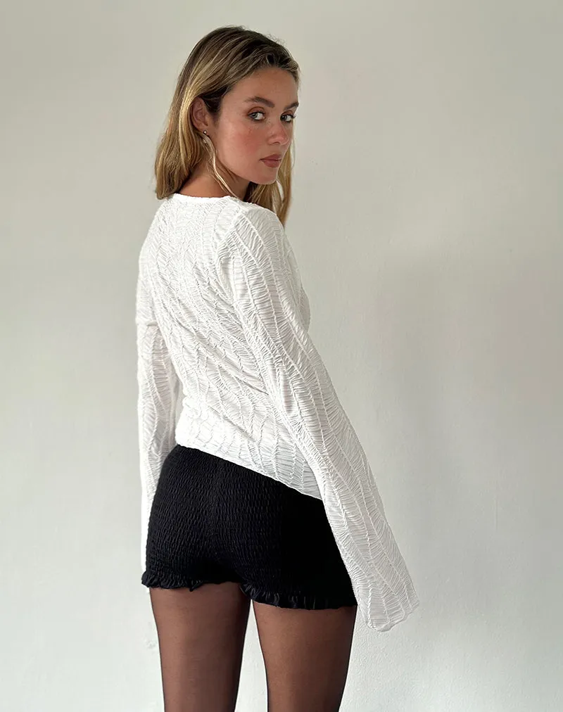 Lucca Ripple Top Jacquard White