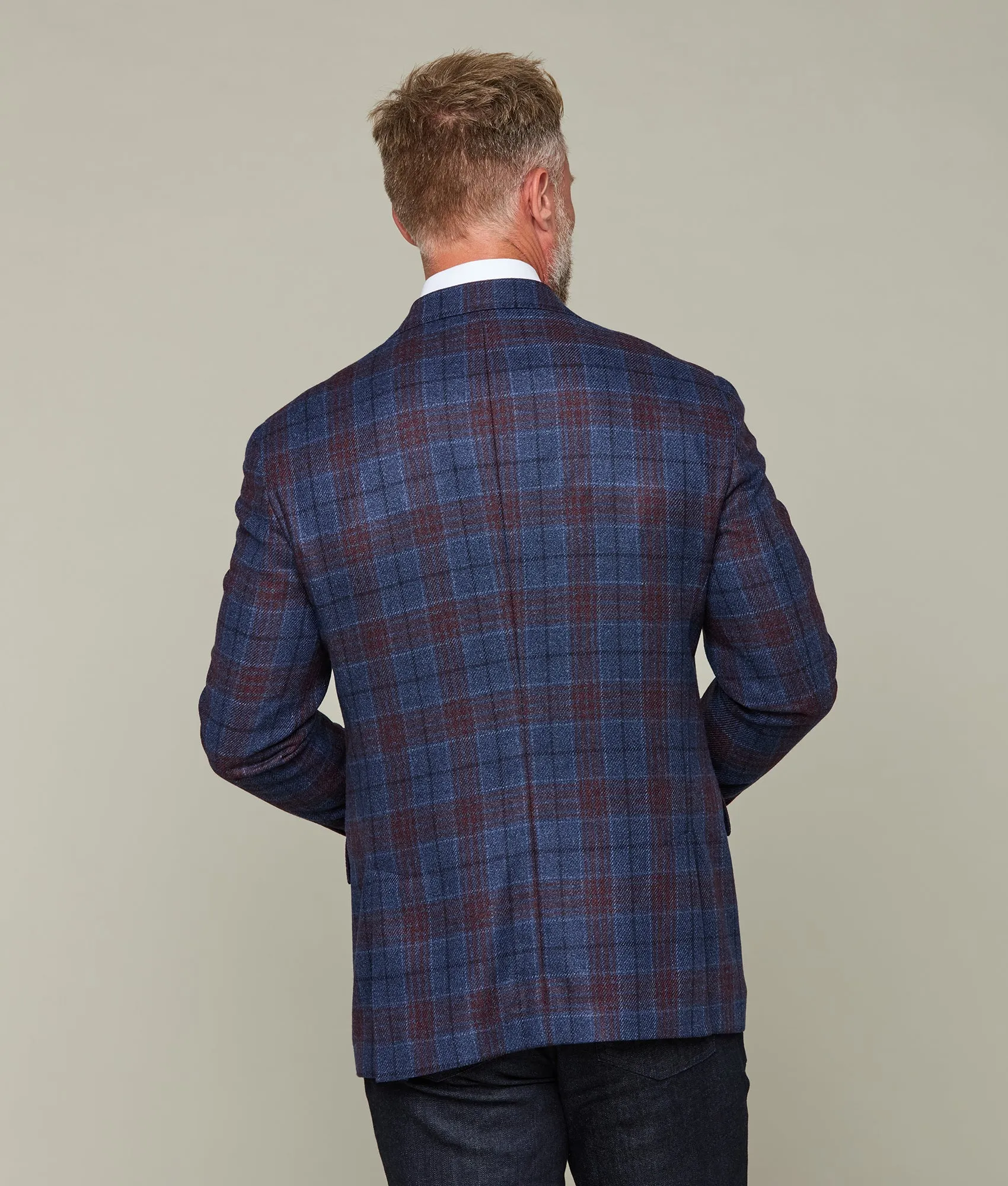 Lucchese Sport Coat :: Denim Blue/Red Plaid