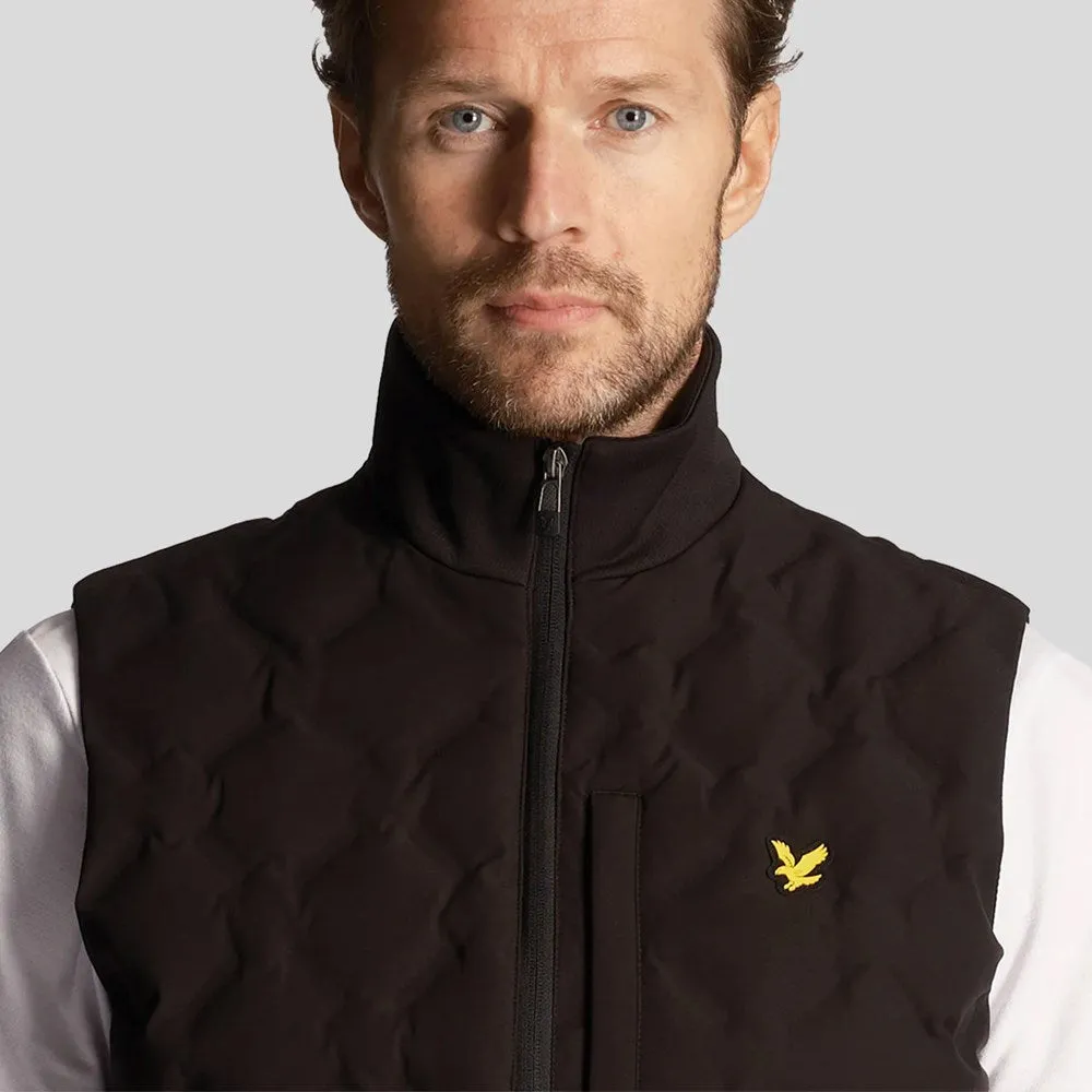 Lyle & Scott Welded Check Fleece Golf Gilet - Jet Black