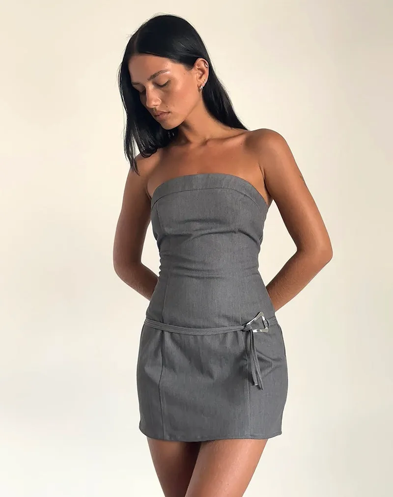 Magaska Bandeau Mini Dress in Tailoring Charcoal