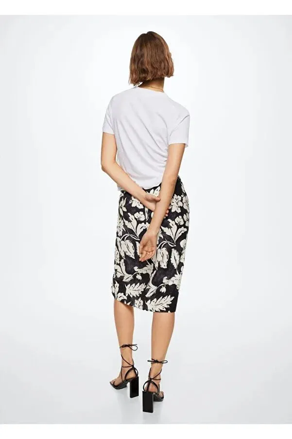 Mango Women's Floral Patterned Slit Skirt