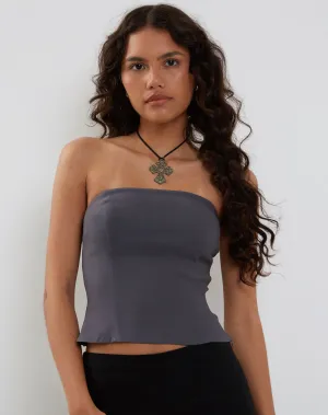 Maribaya Longline Corset Top in Charcoal Soft Tailoring