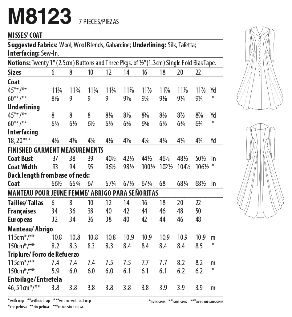 McCall's Pattern M8123 Misses' Coat