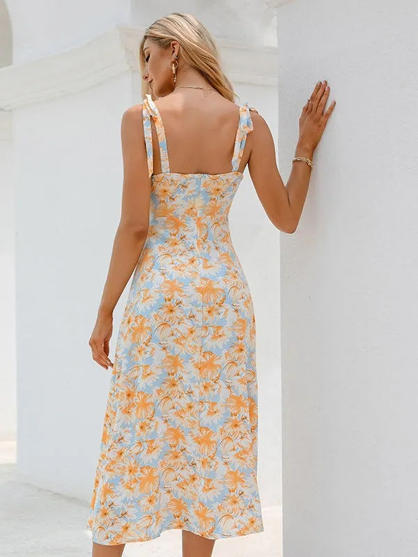 Mediterranean Sun Floral Midi Dress